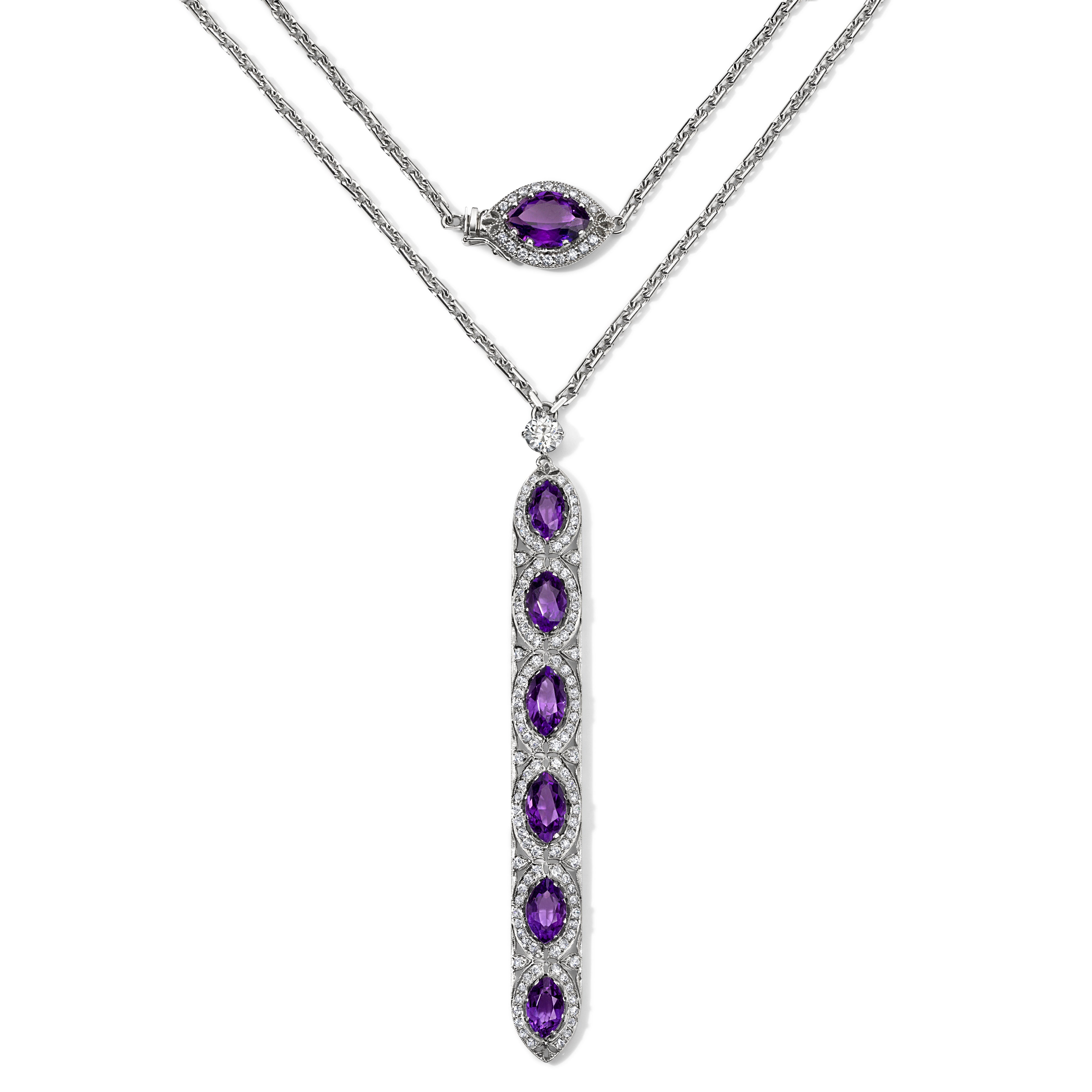 Amethyst and Diamond Double Wrap Sautoir