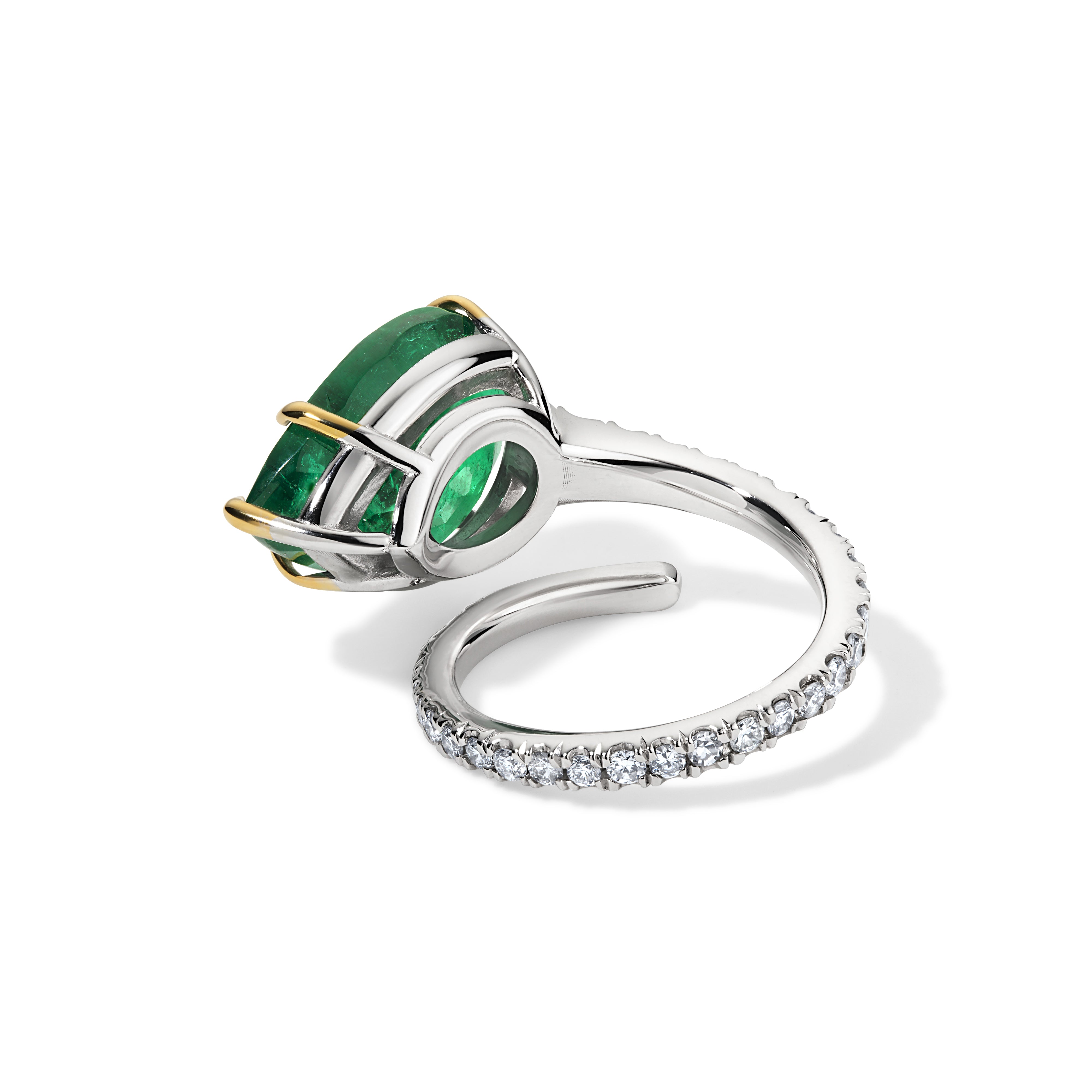 Emerald and Diamond Orbit Ring