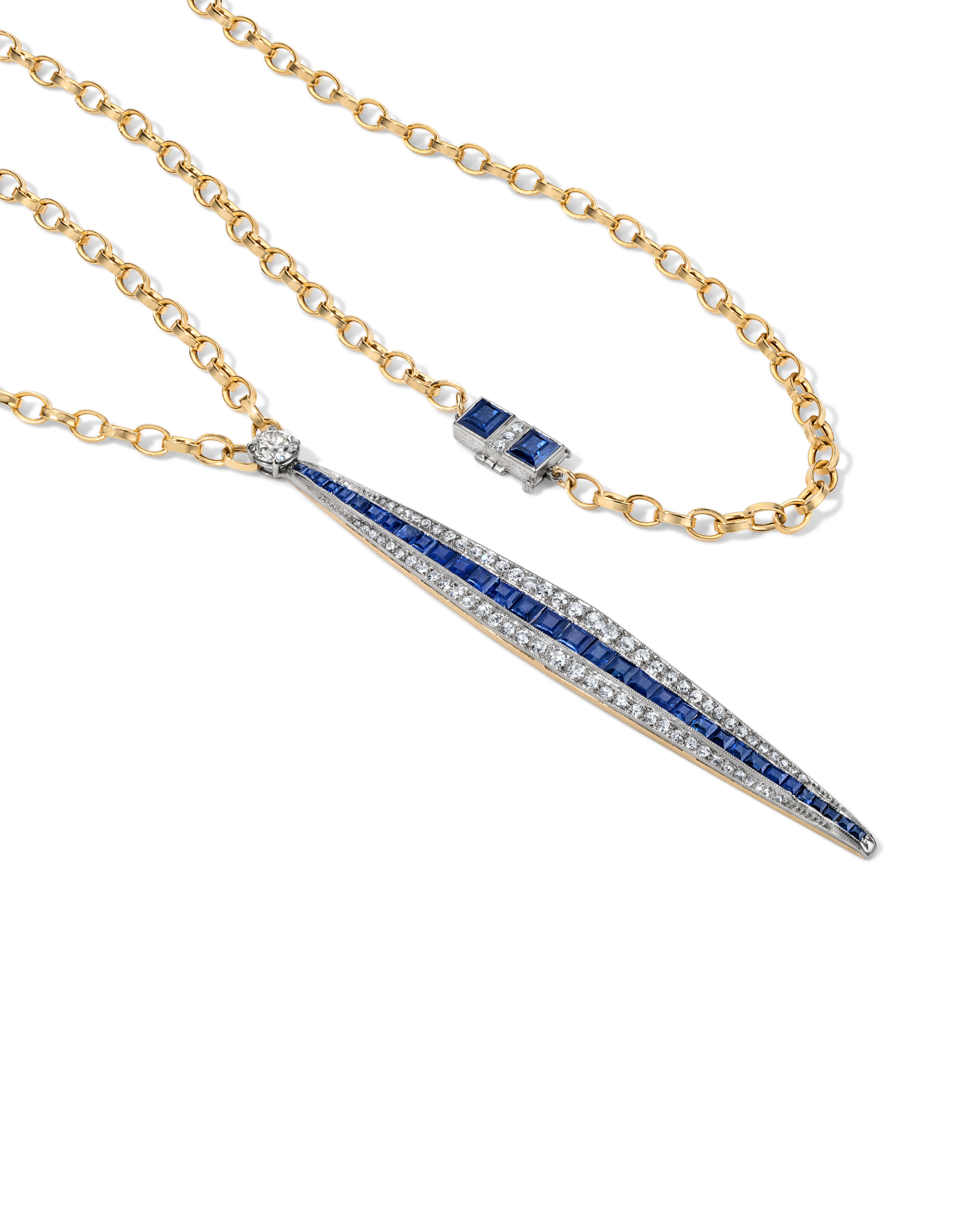 Sapphire and Diamond Double Wrap Tapered Sautoir