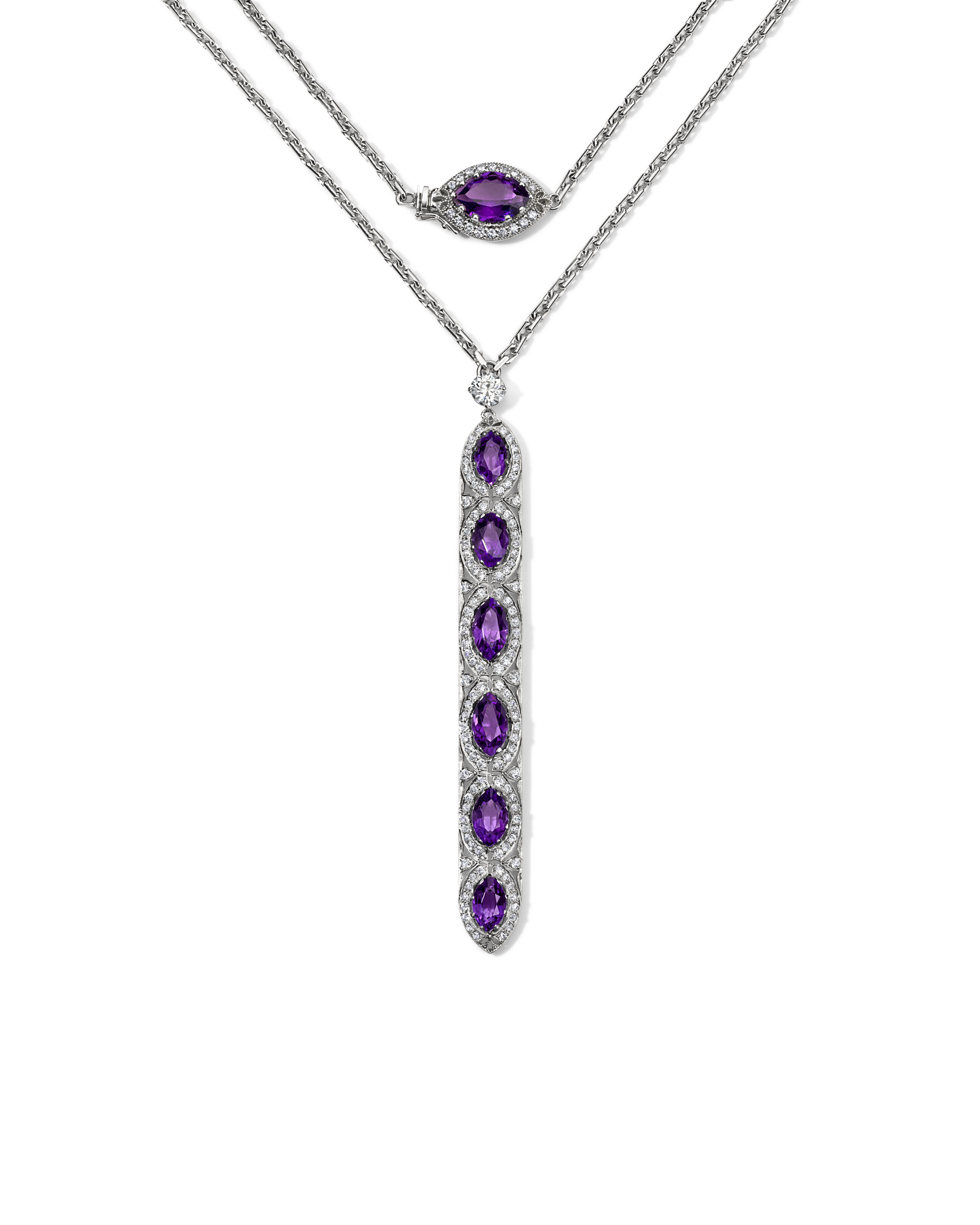 Amethyst and Diamond Double Wrap Sautoir