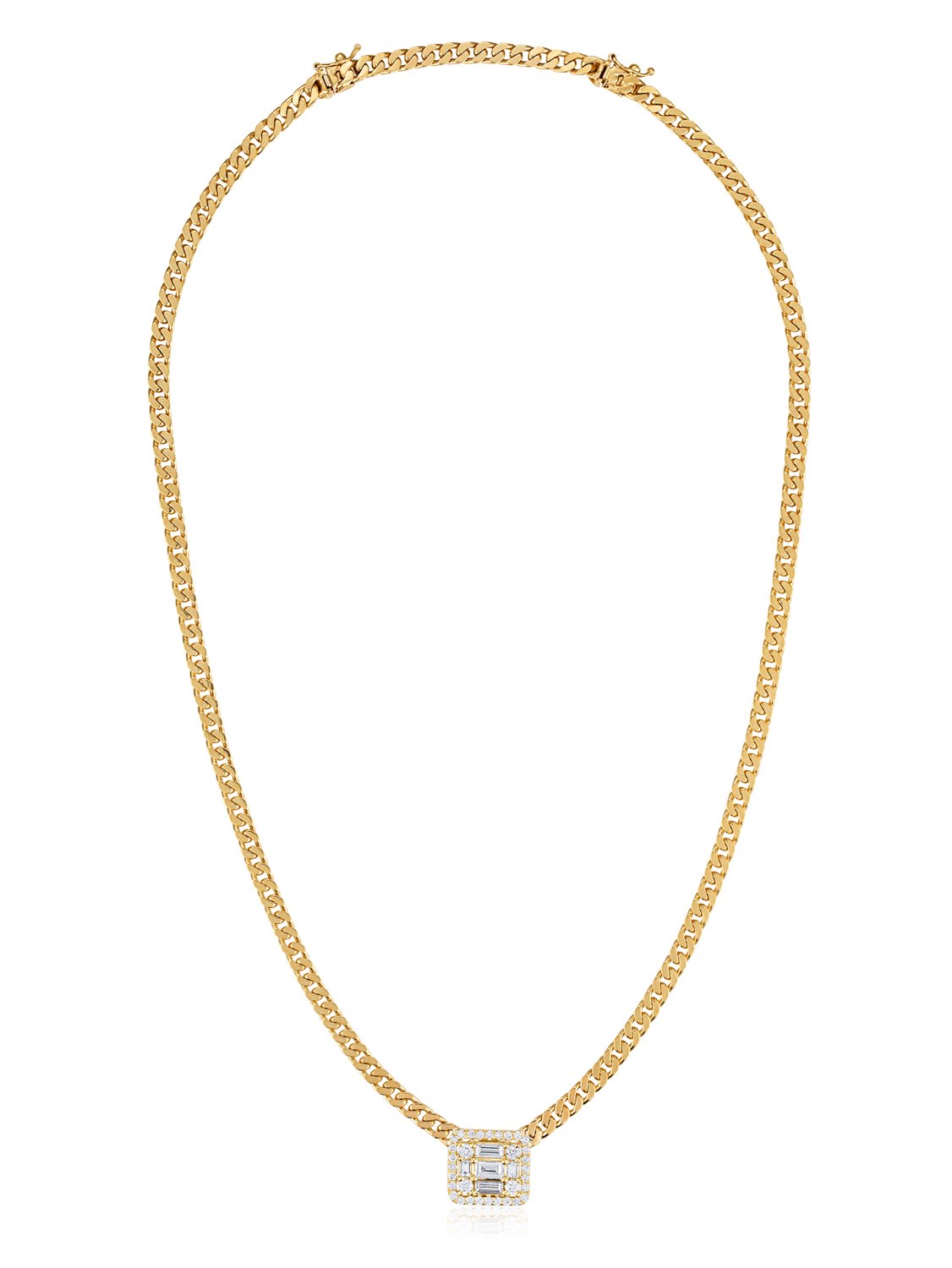 Clarity Halo Wide Link Cube Necklace