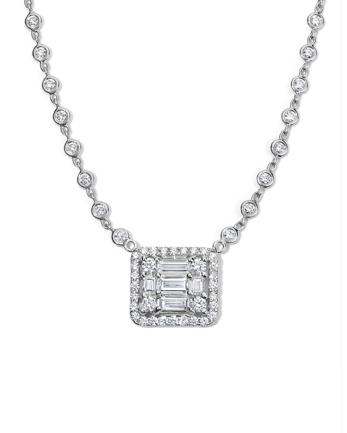CLARITY<sup>3</sup> ALL DIAMOND HALO CUBE NECKLACE