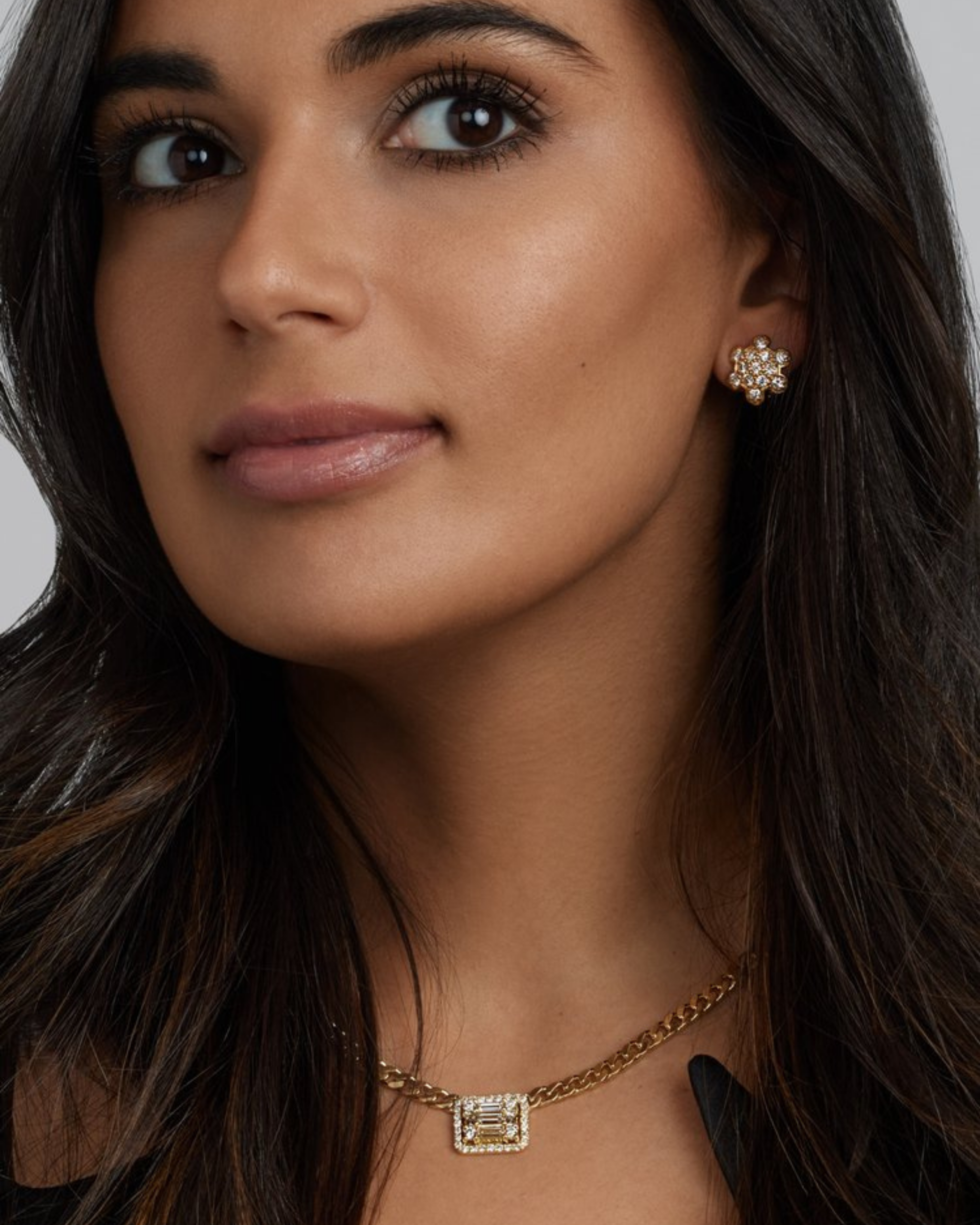Clarity Halo Wide Link Cube Necklace