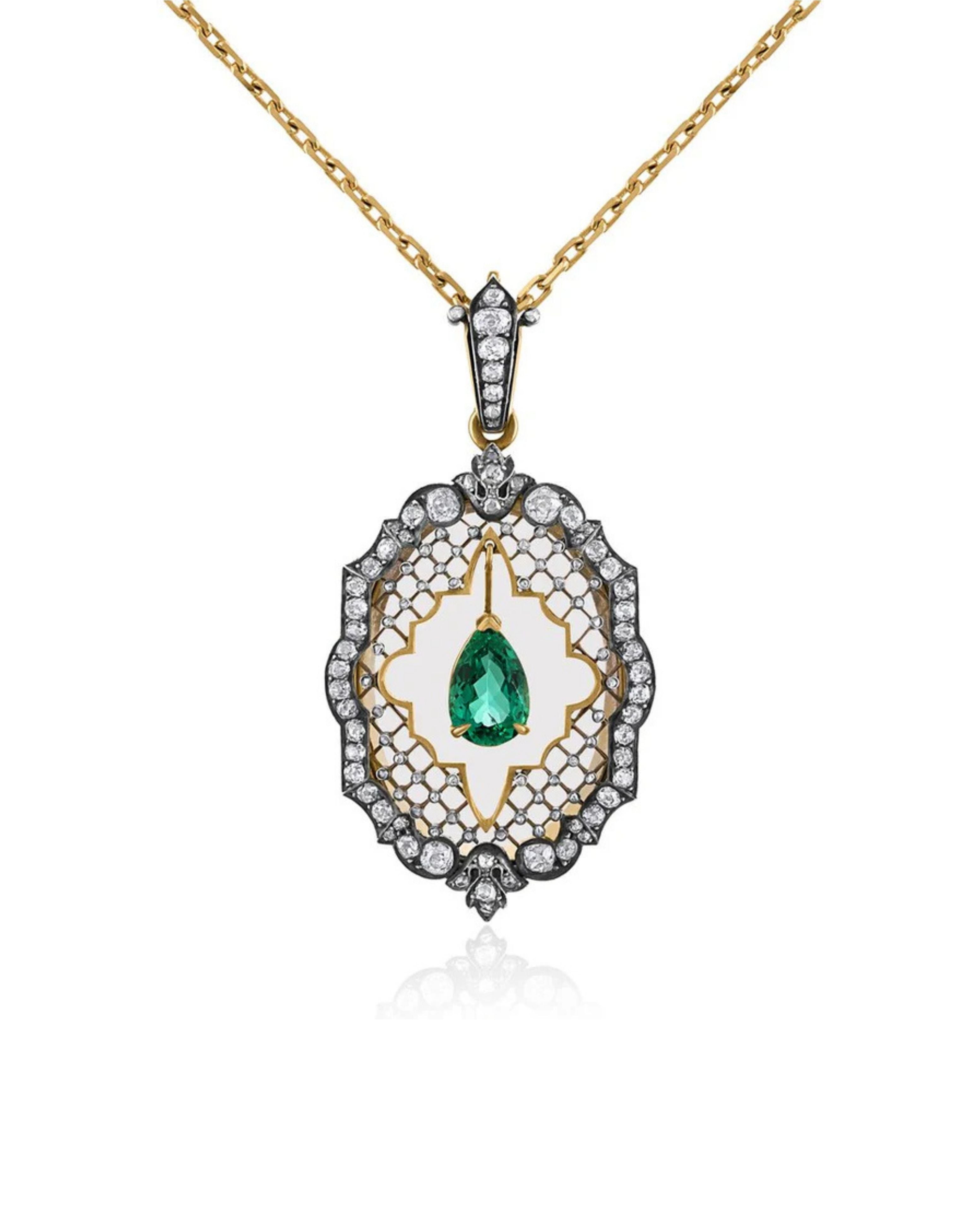 Colombian Gem Emerald Diamond Pendant Necklace