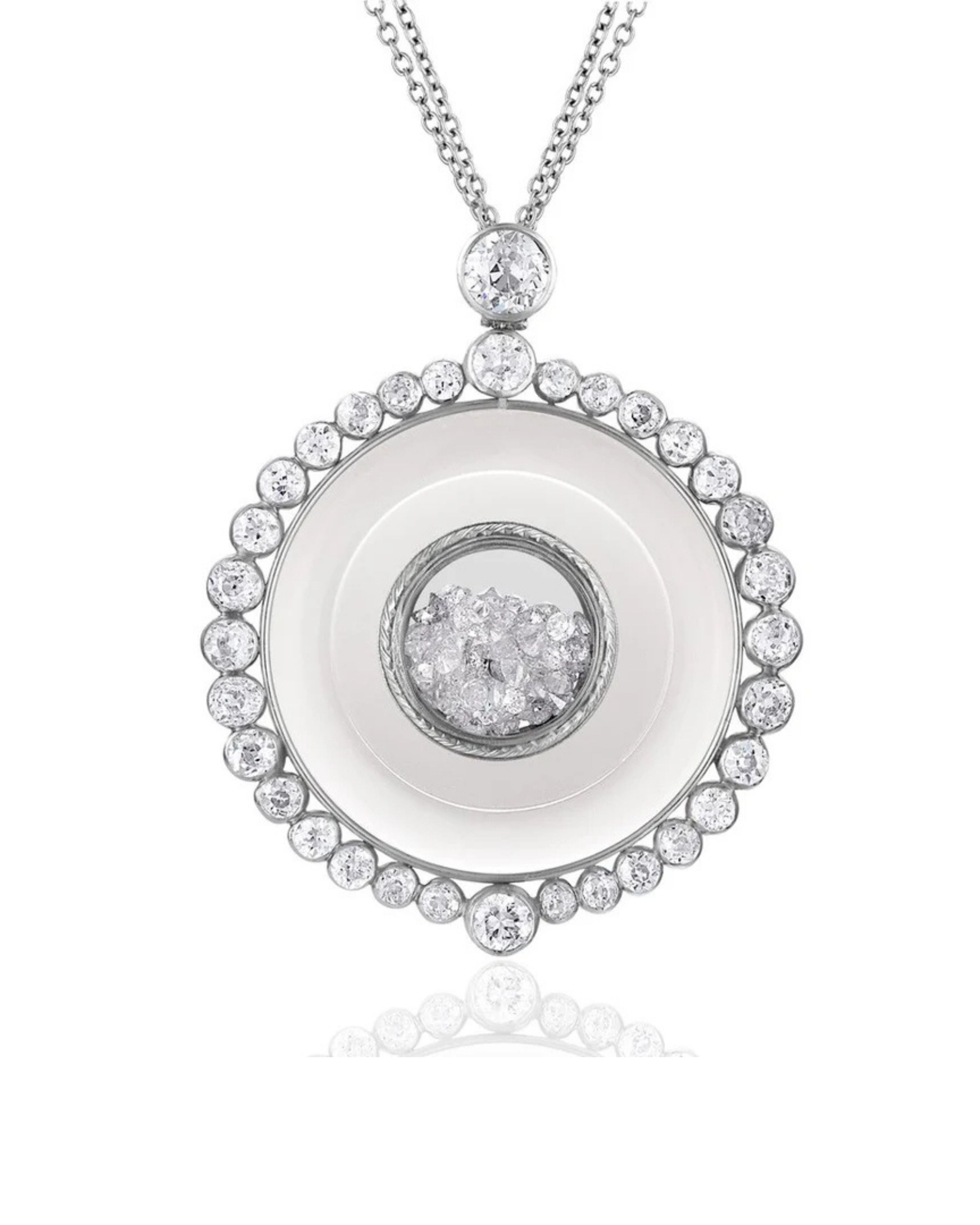 Diamond Crystal Shaker Medallion Pendant Necklace