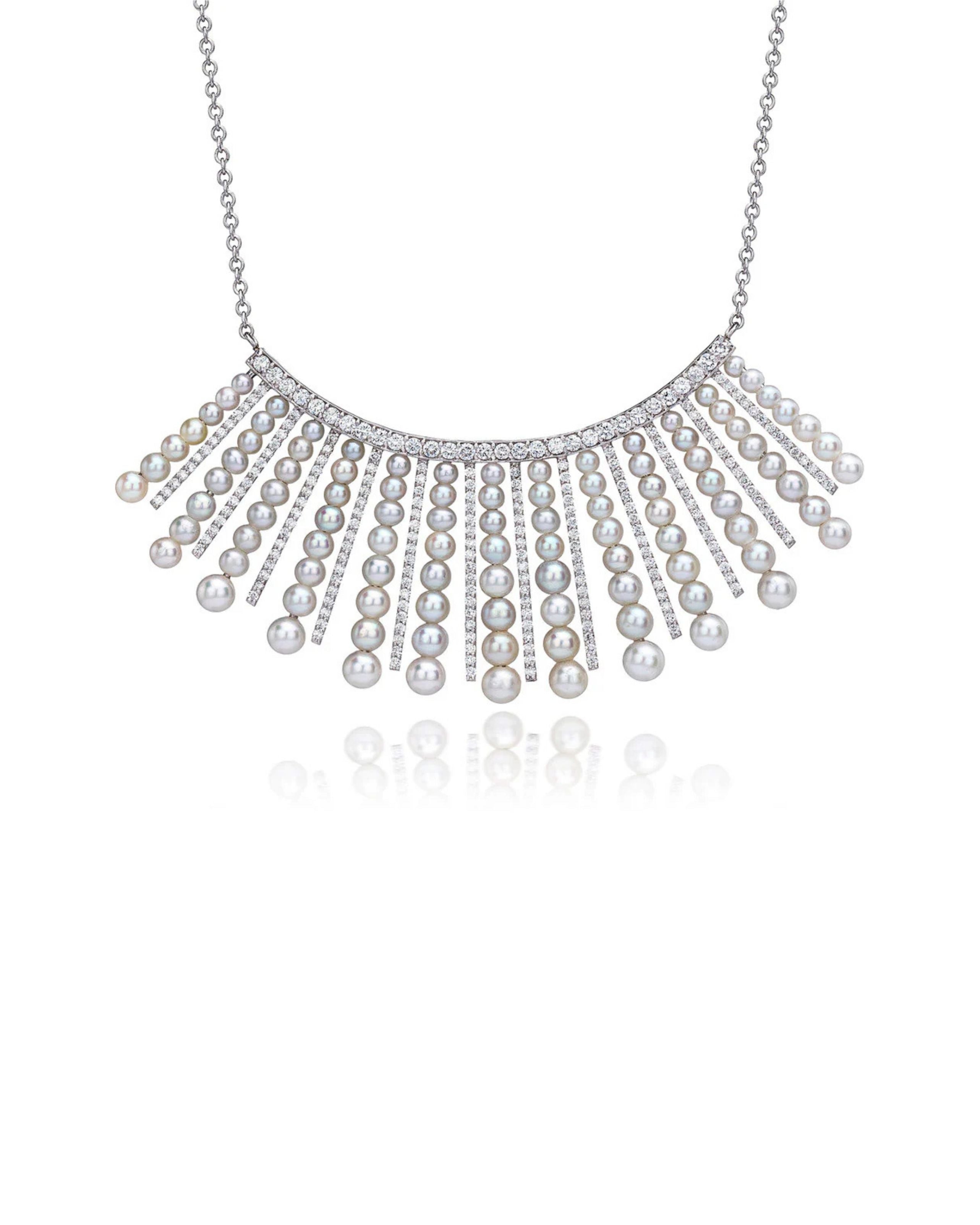 Diamond Pearl Spoke Necklace