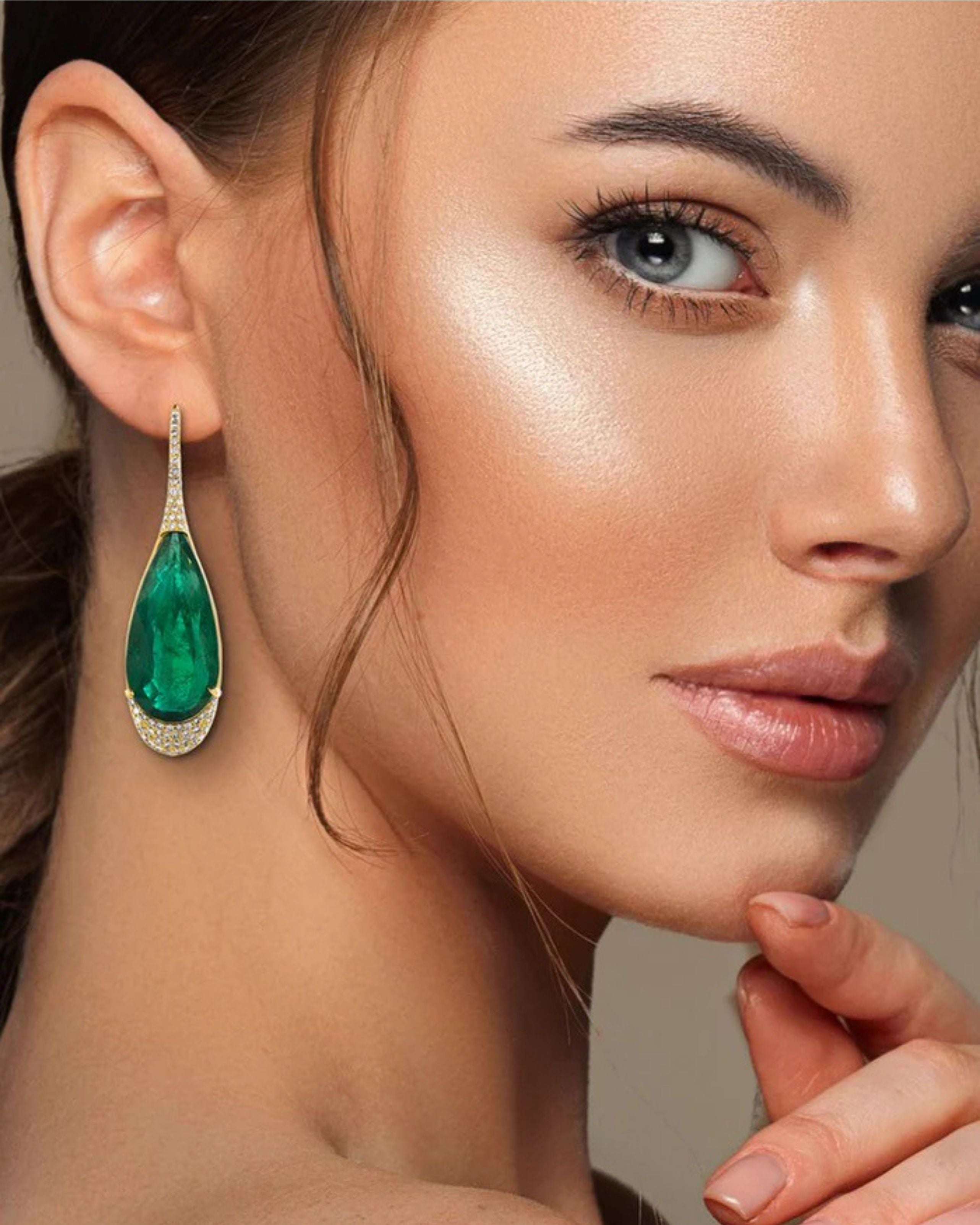 Emerald Diamond Icon Drop Earrings