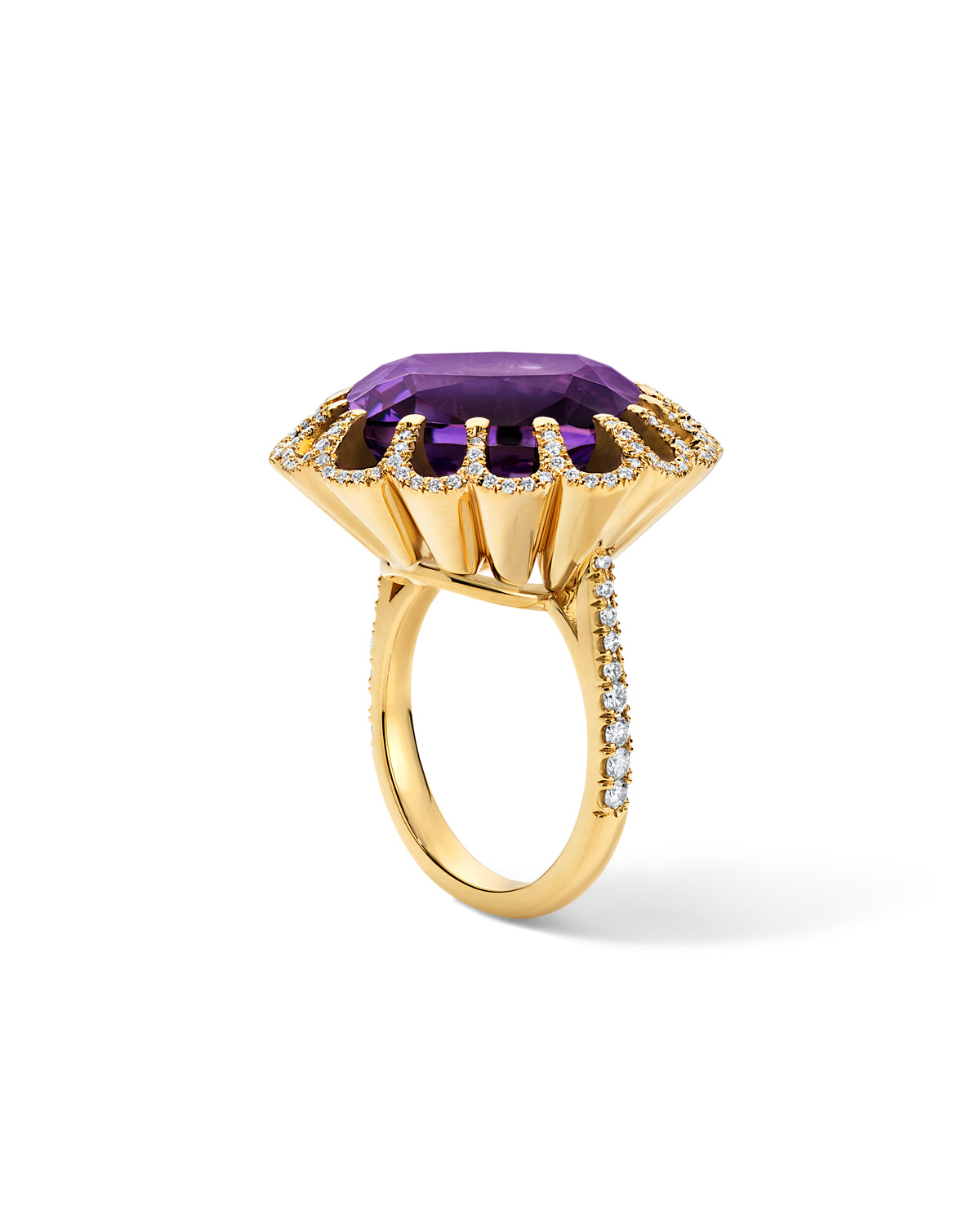 FLOATING AMETHYST AND DIAMOND RING