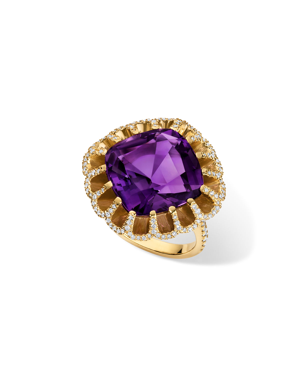Floating Amethyst and Diamond Ring
