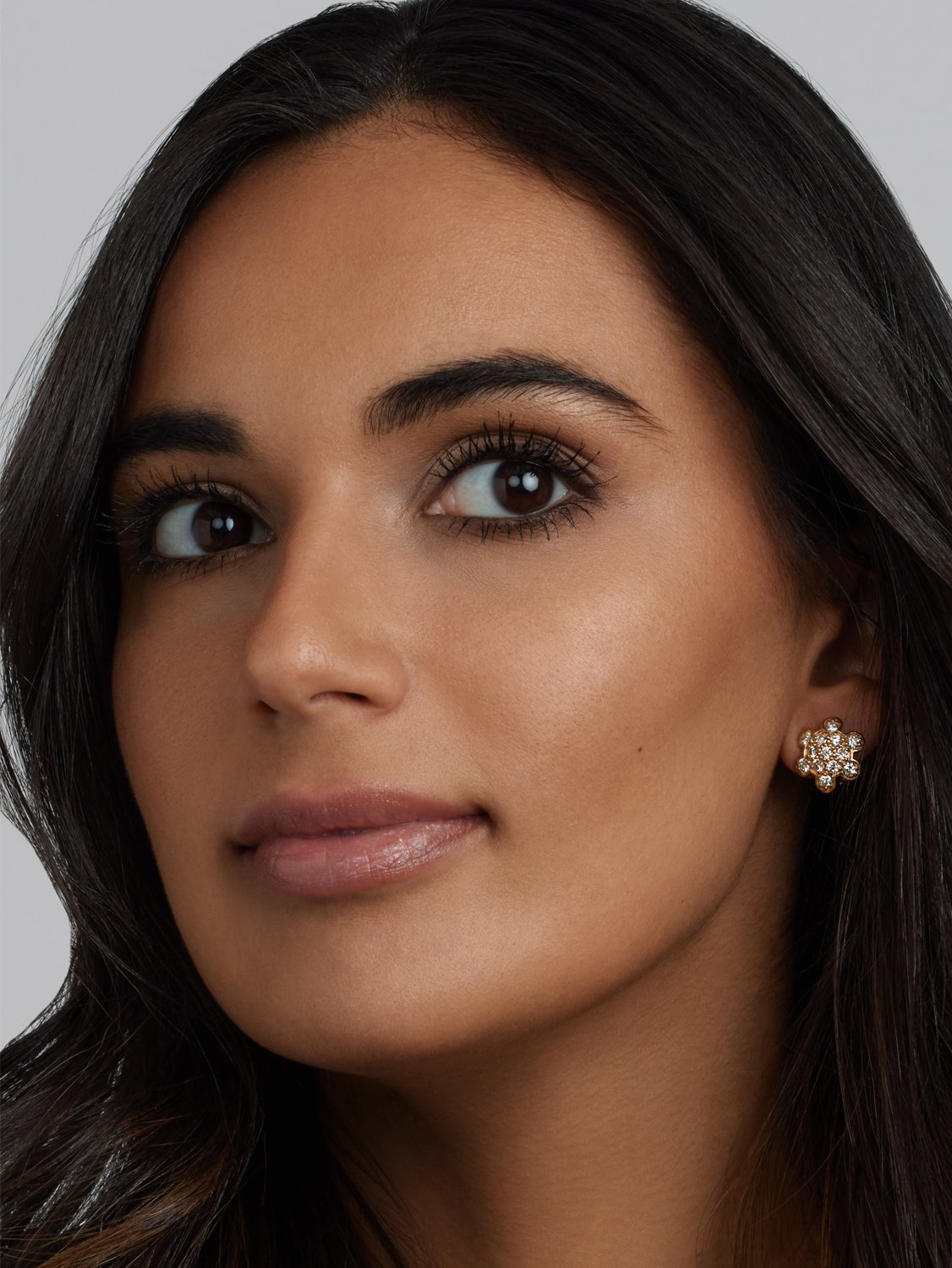 TURTLE BACK PAVE STUD EARRINGS