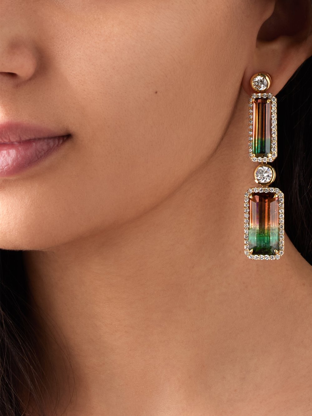 Bi-Color Watermelon Tourmaline Earrings
