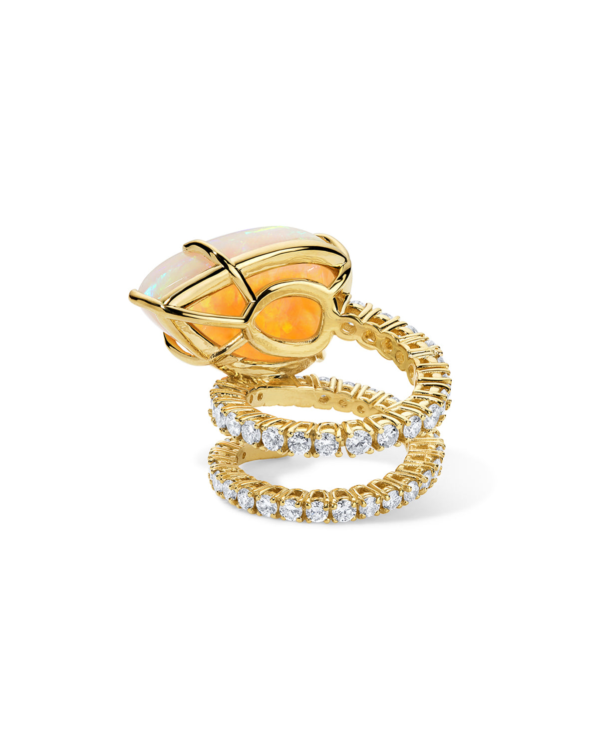 Opal & Diamond Spiral Ring