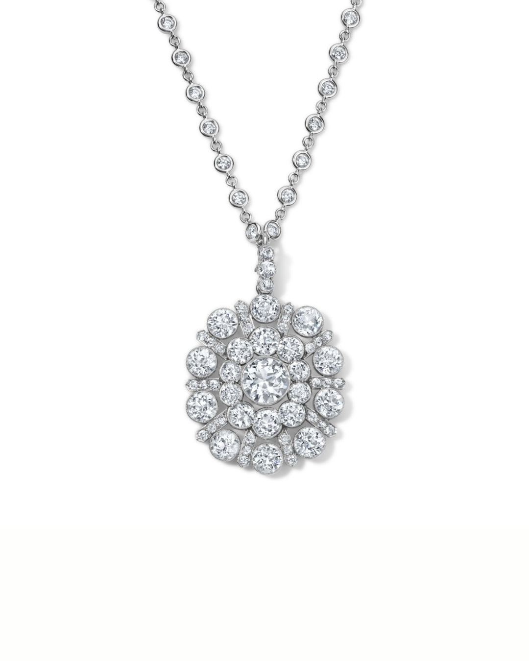Diamond Cluster Medallion Necklace