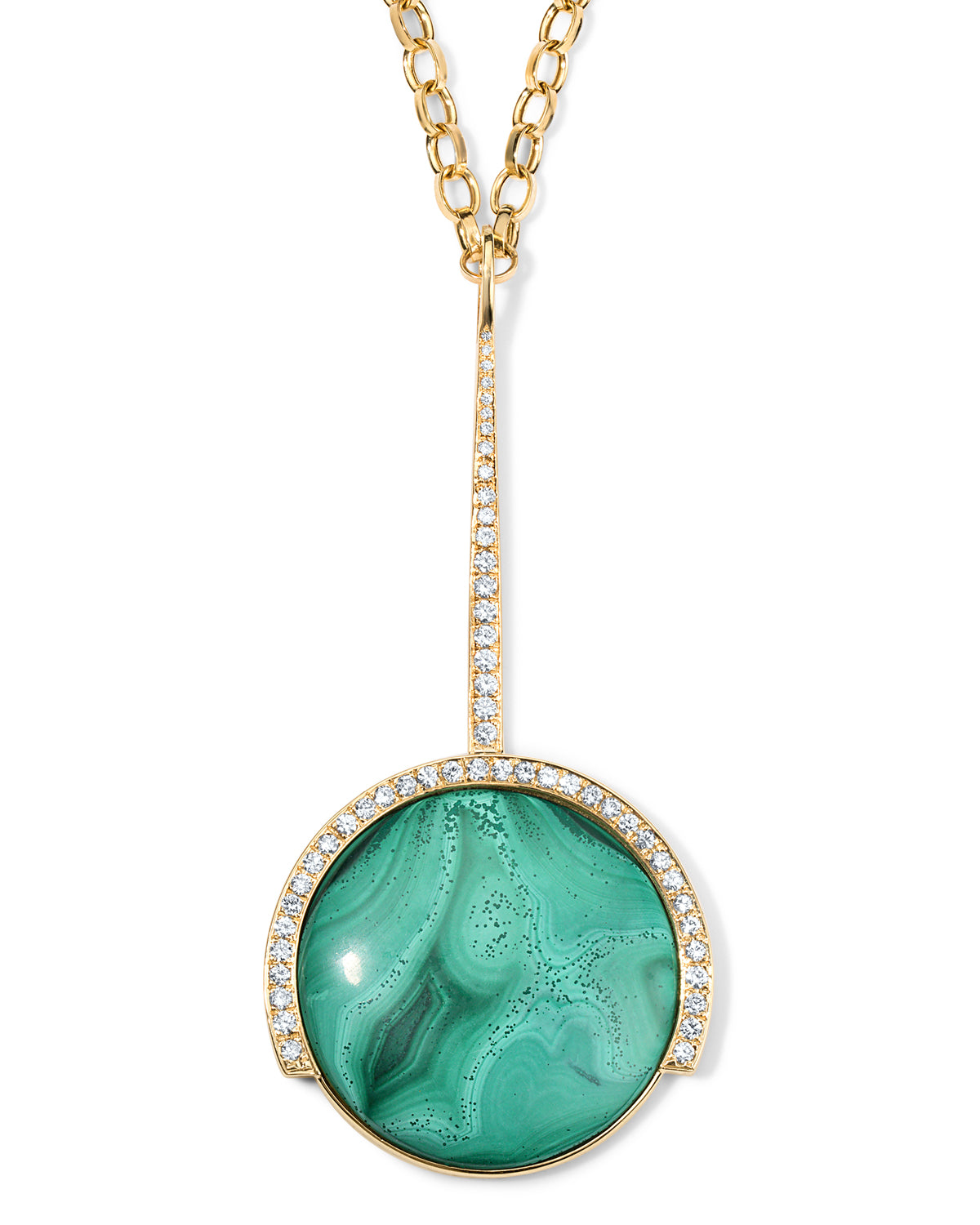 Malachite Diamond Long Pendant