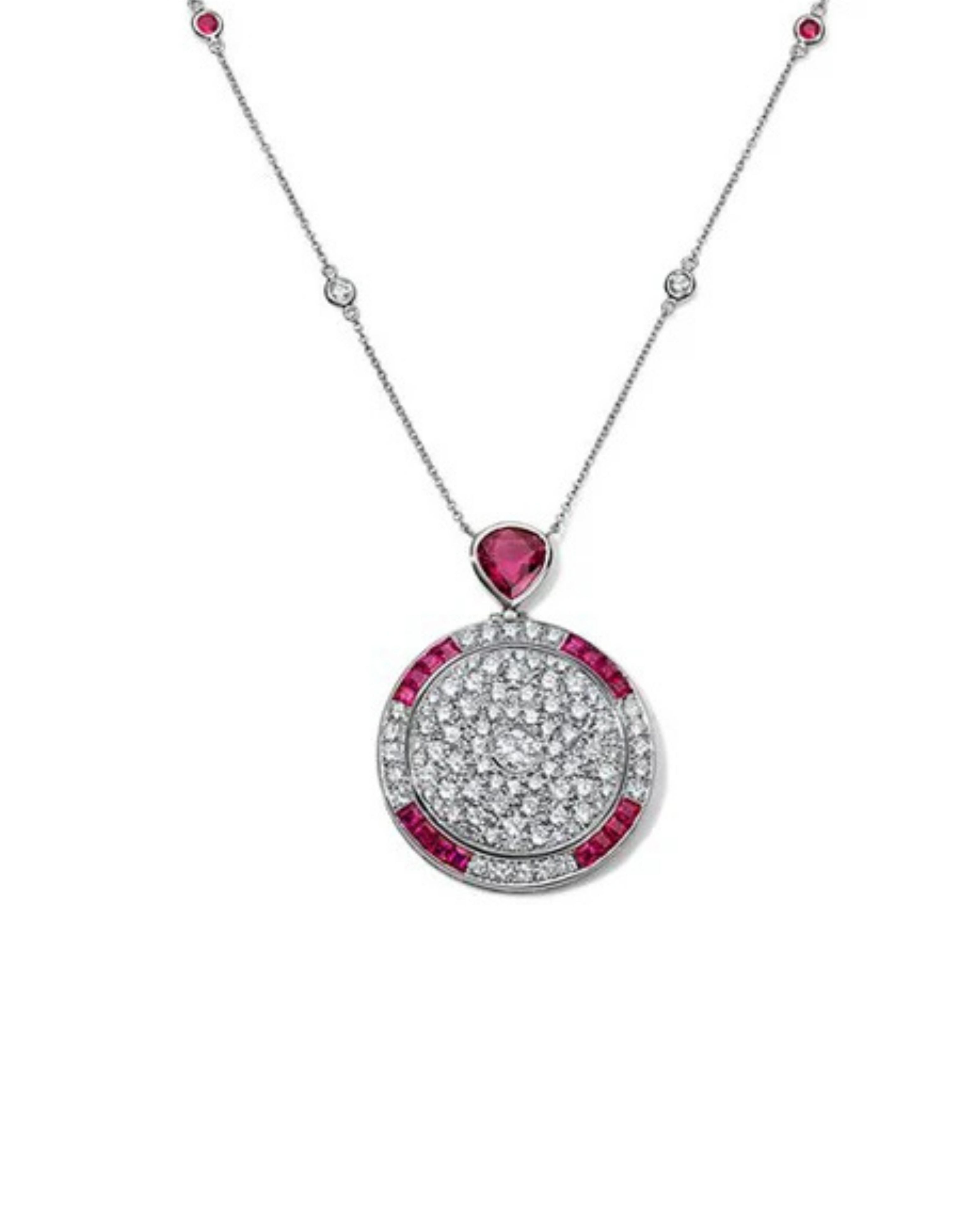 Ruby Diamond Medallion Necklace