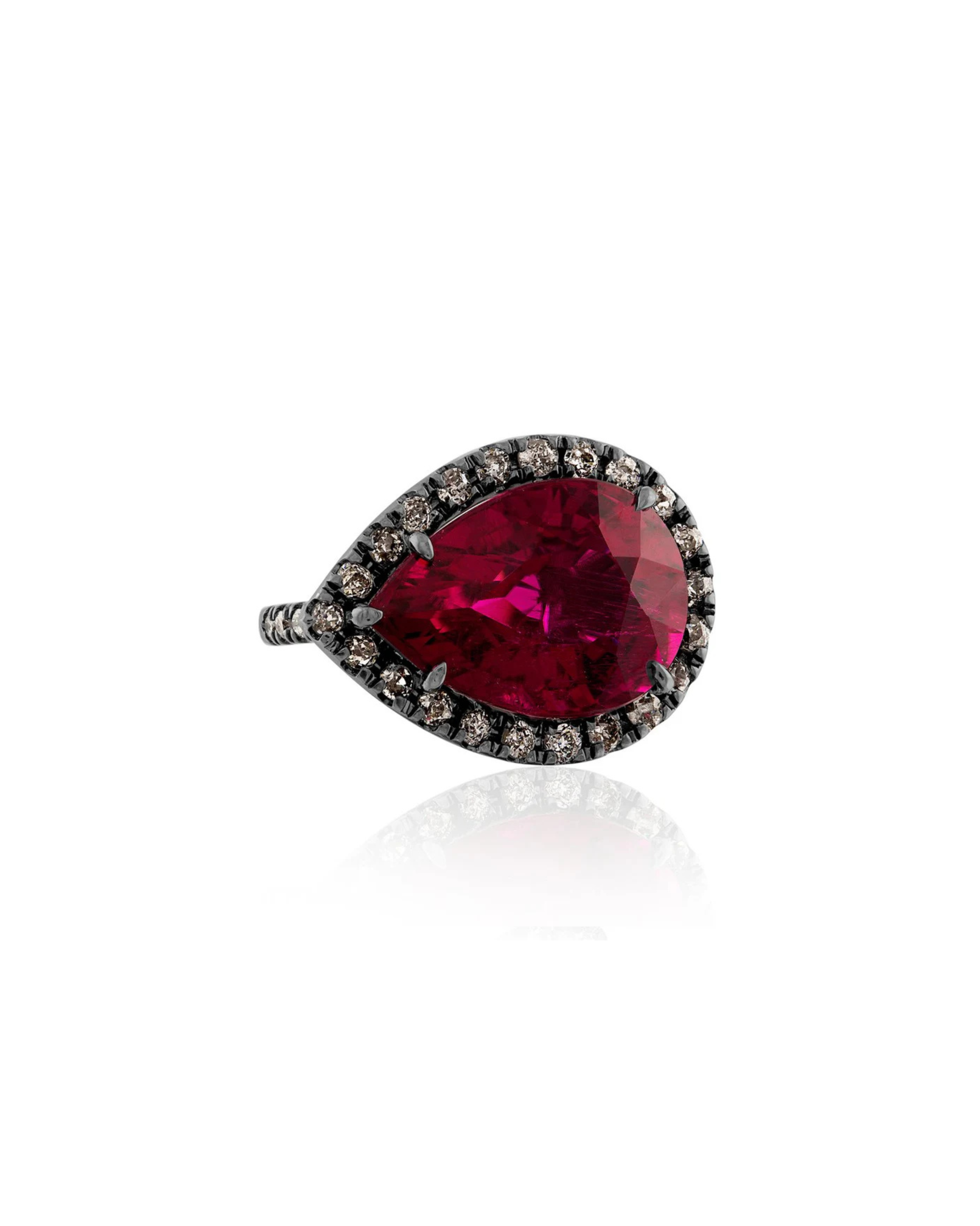 SIDE PEAR RUBELLITE RING