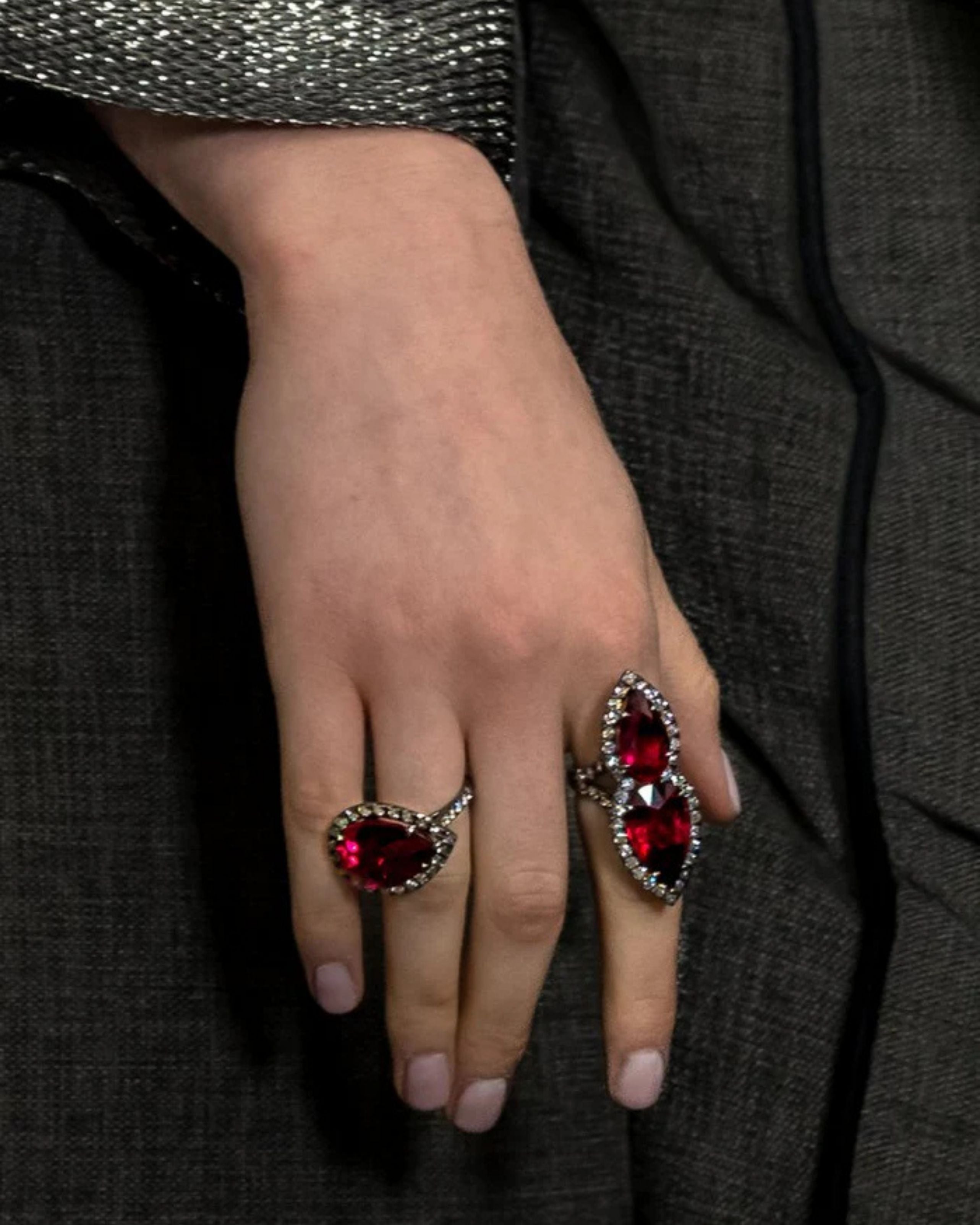 Side Pear Rubellite Ring