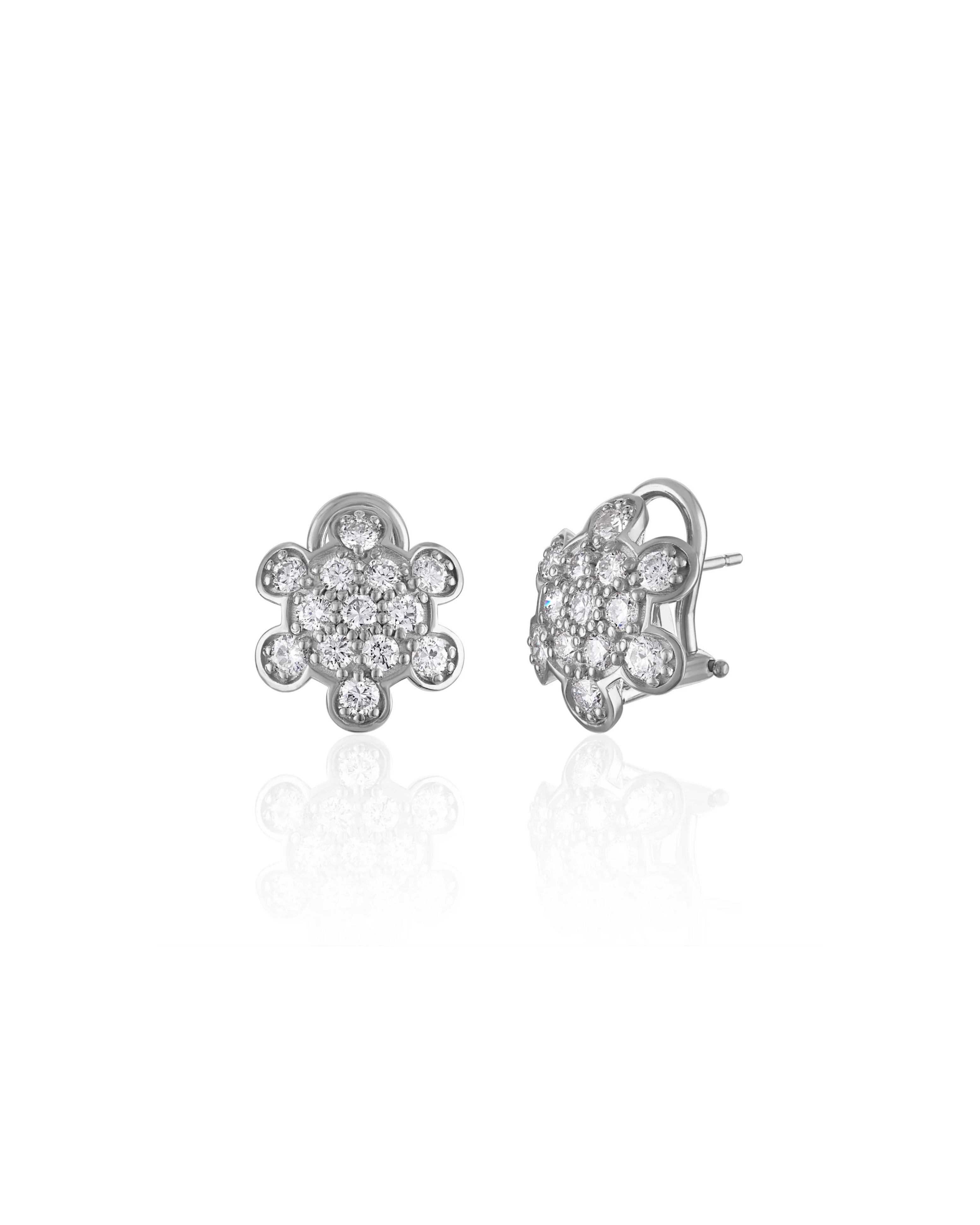 TURTLE BACK PAVE STUD EARRINGS