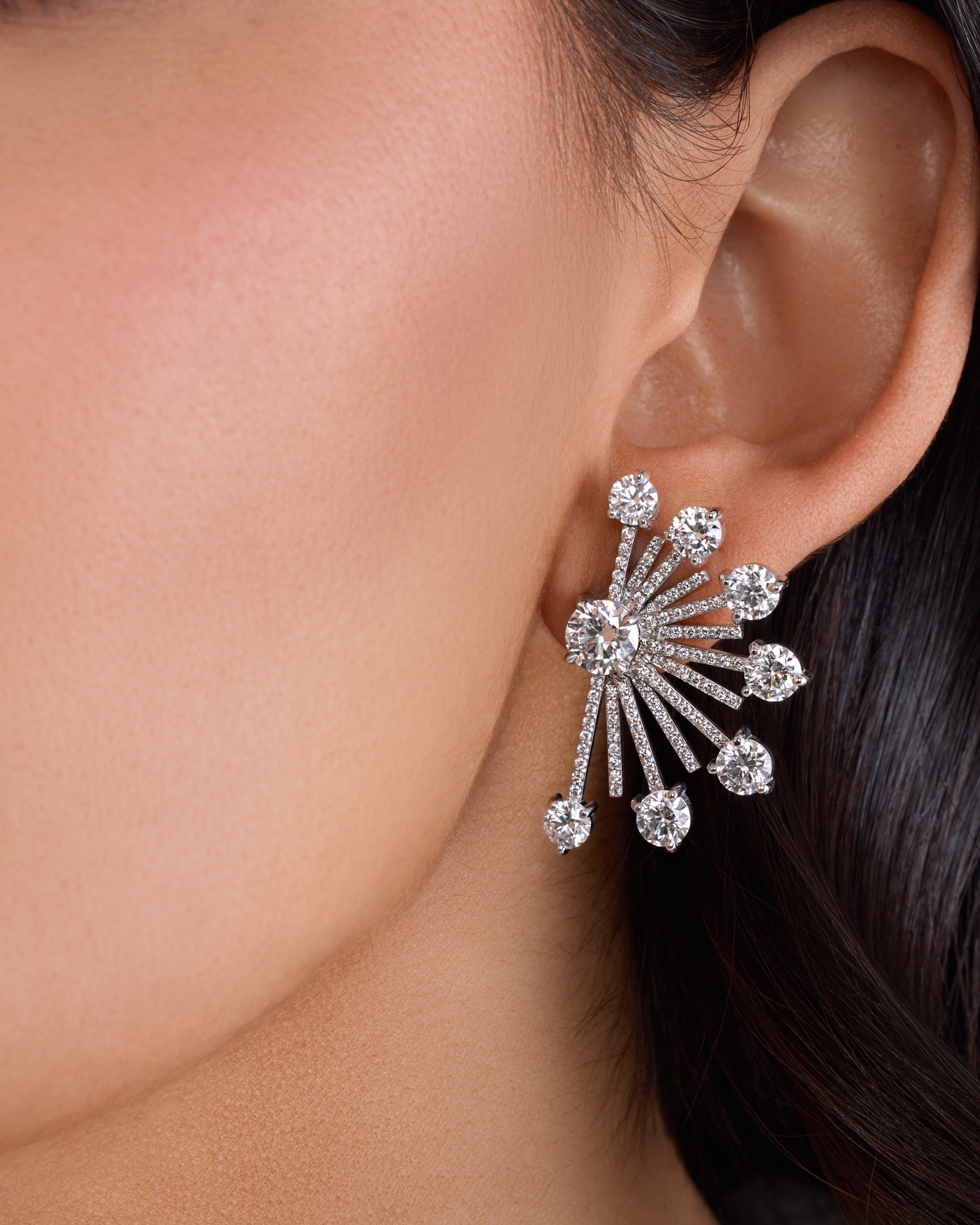 Radiant Diamond Spoke Earrings