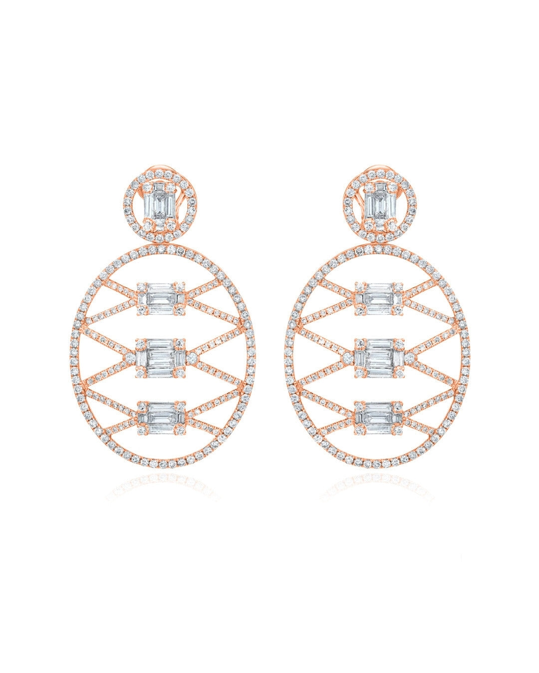 Clarity Lattice Medallion Diamond Drop Earrings
