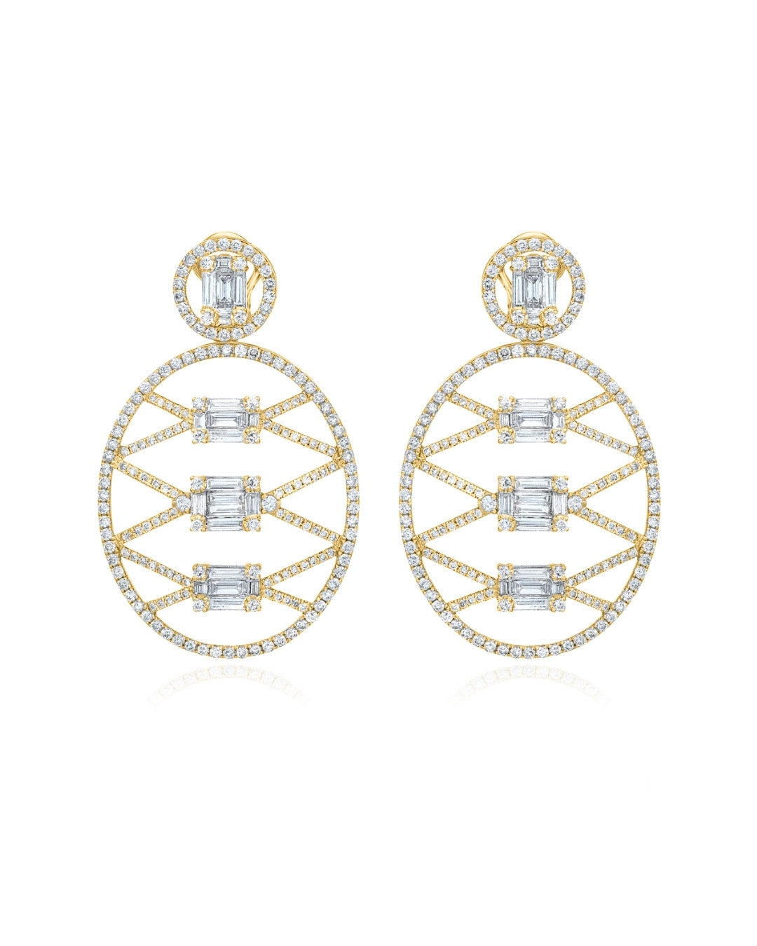 Clarity Lattice Medallion Diamond Drop Earrings