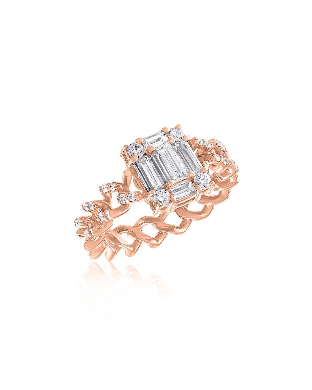 Clarity Cube All Diamond Link Ring