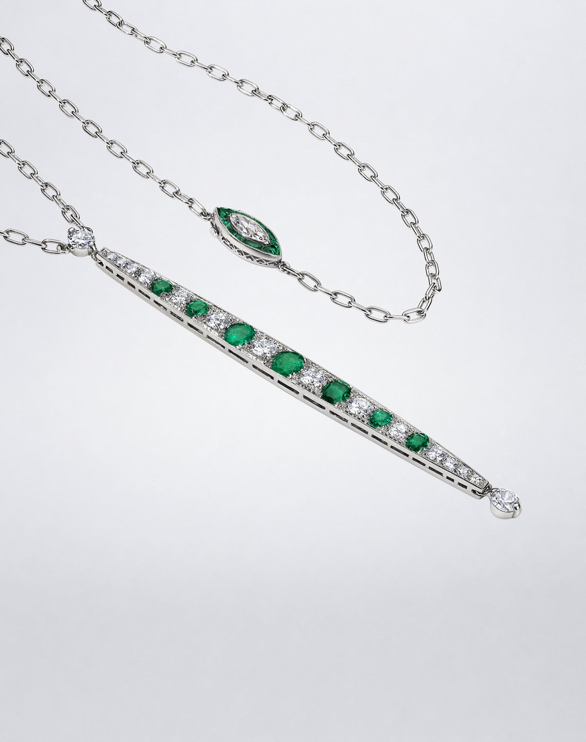 Emerald and Diamond Double Wrap Bar Sautoir