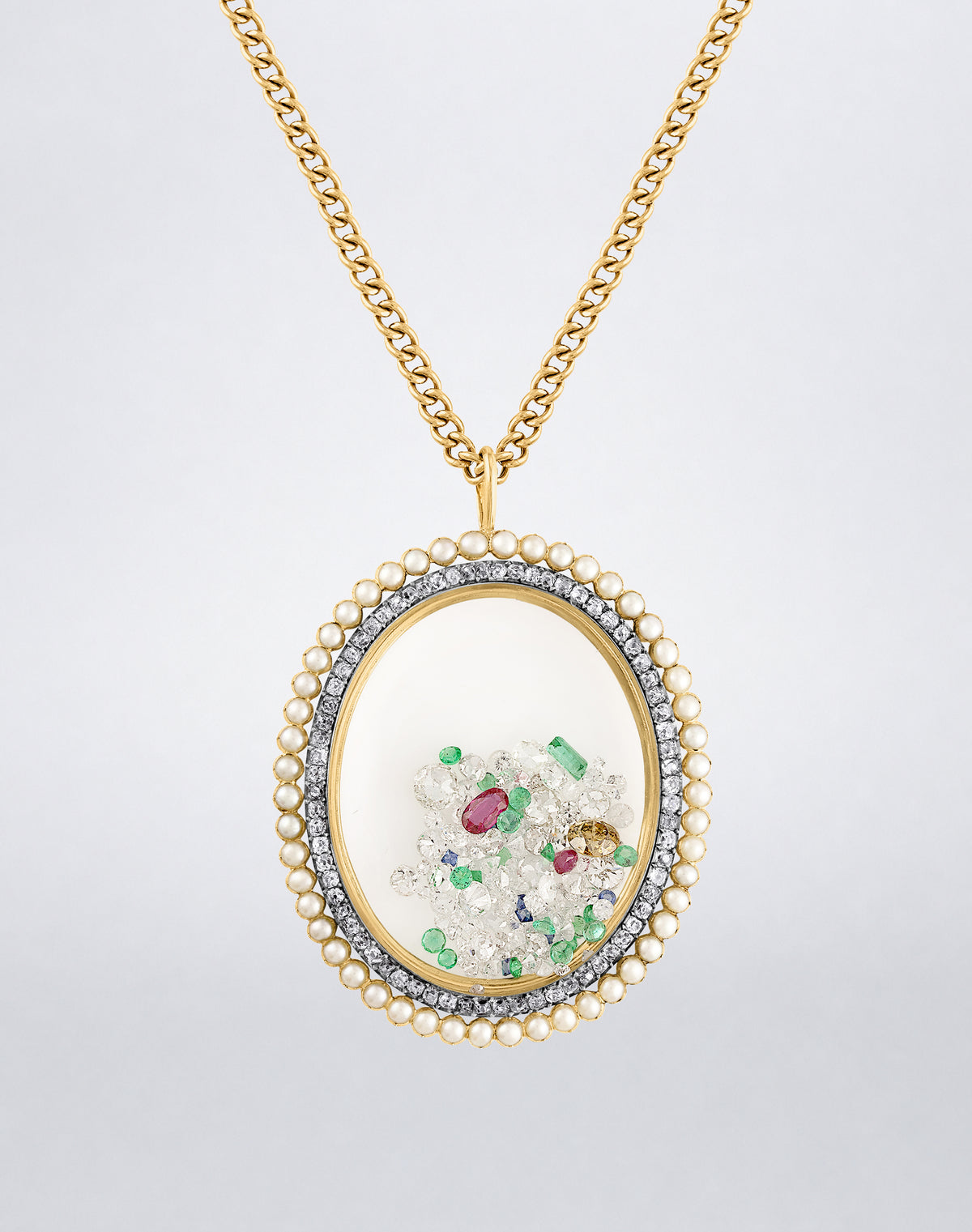 TUTTI FRUTTI GEM PENDANT NECKLACE
