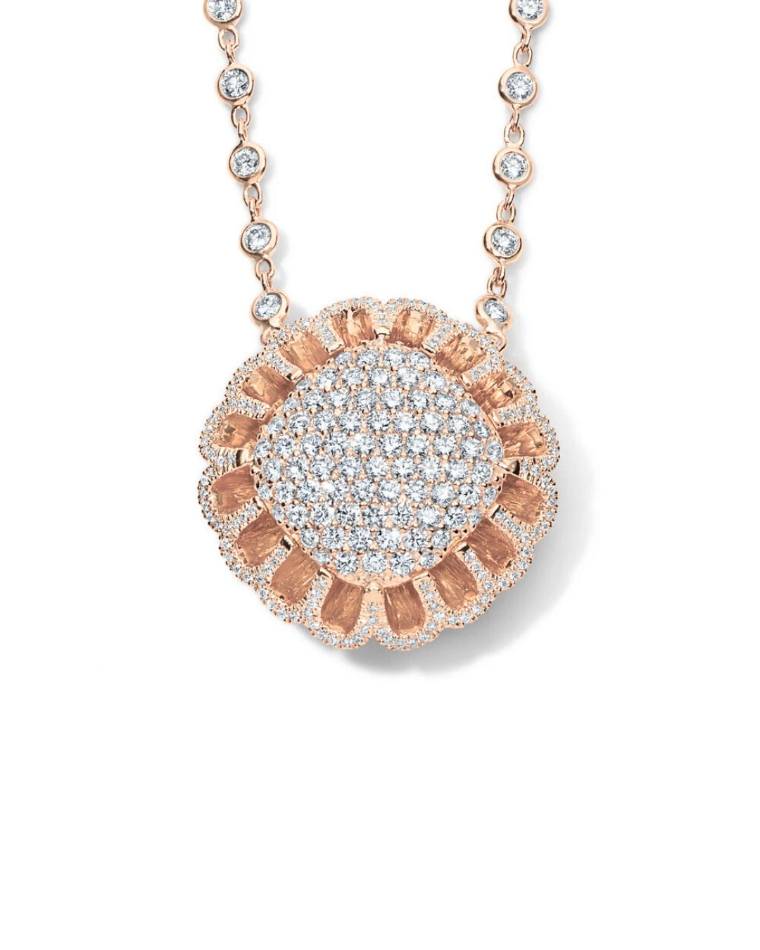 Floating All Diamond Necklace (Rose Gold)