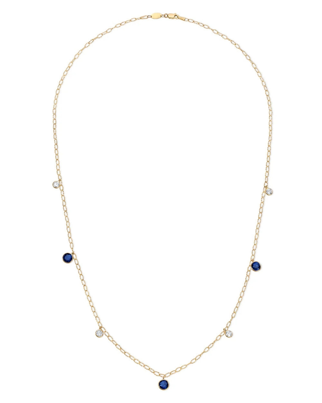 Ceylon Sapphire and Diamond Tinsel Drop Chain Necklace