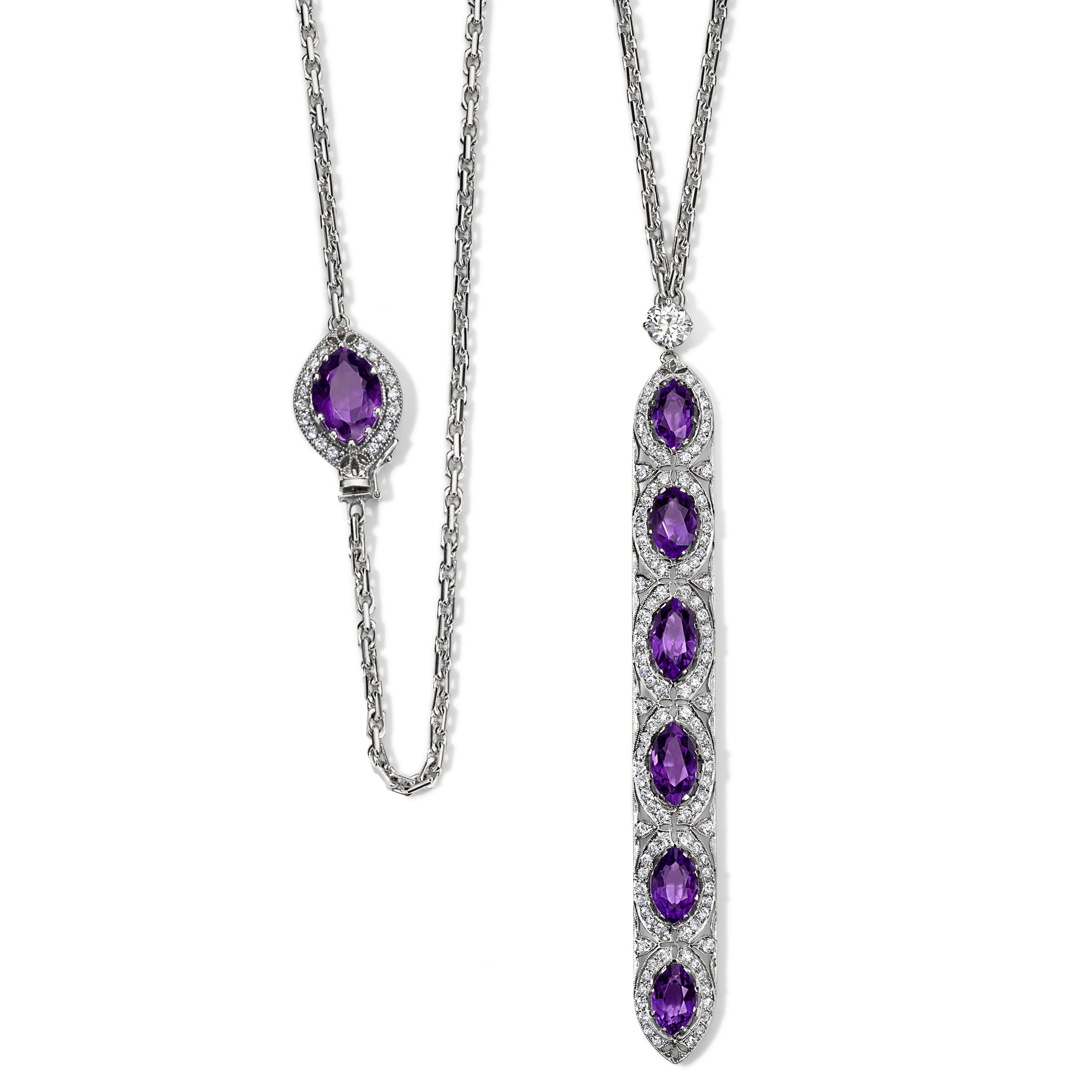 Amethyst and Diamond Double Wrap Sautoir