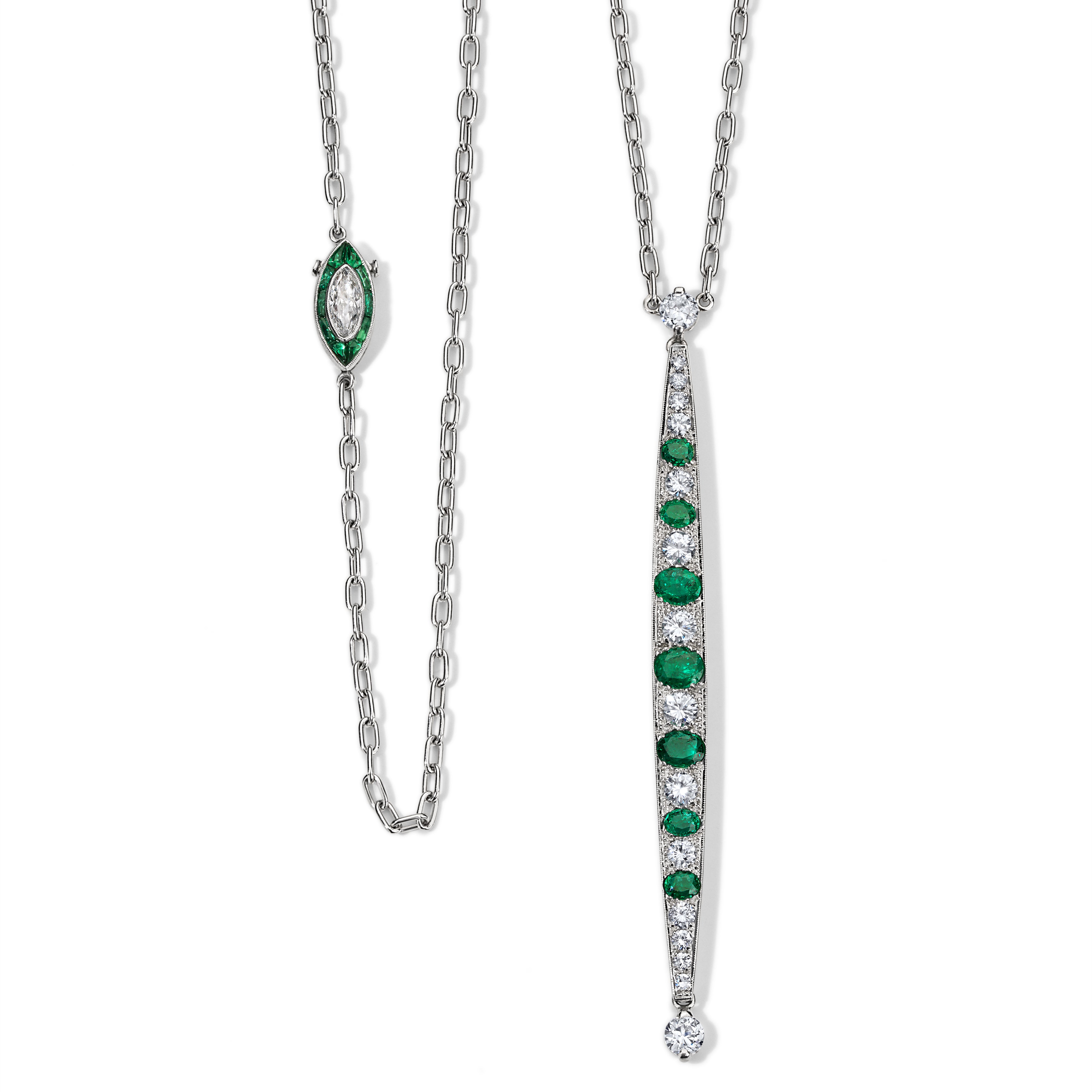 Emerald and Diamond Double Wrap Bar Sautoir