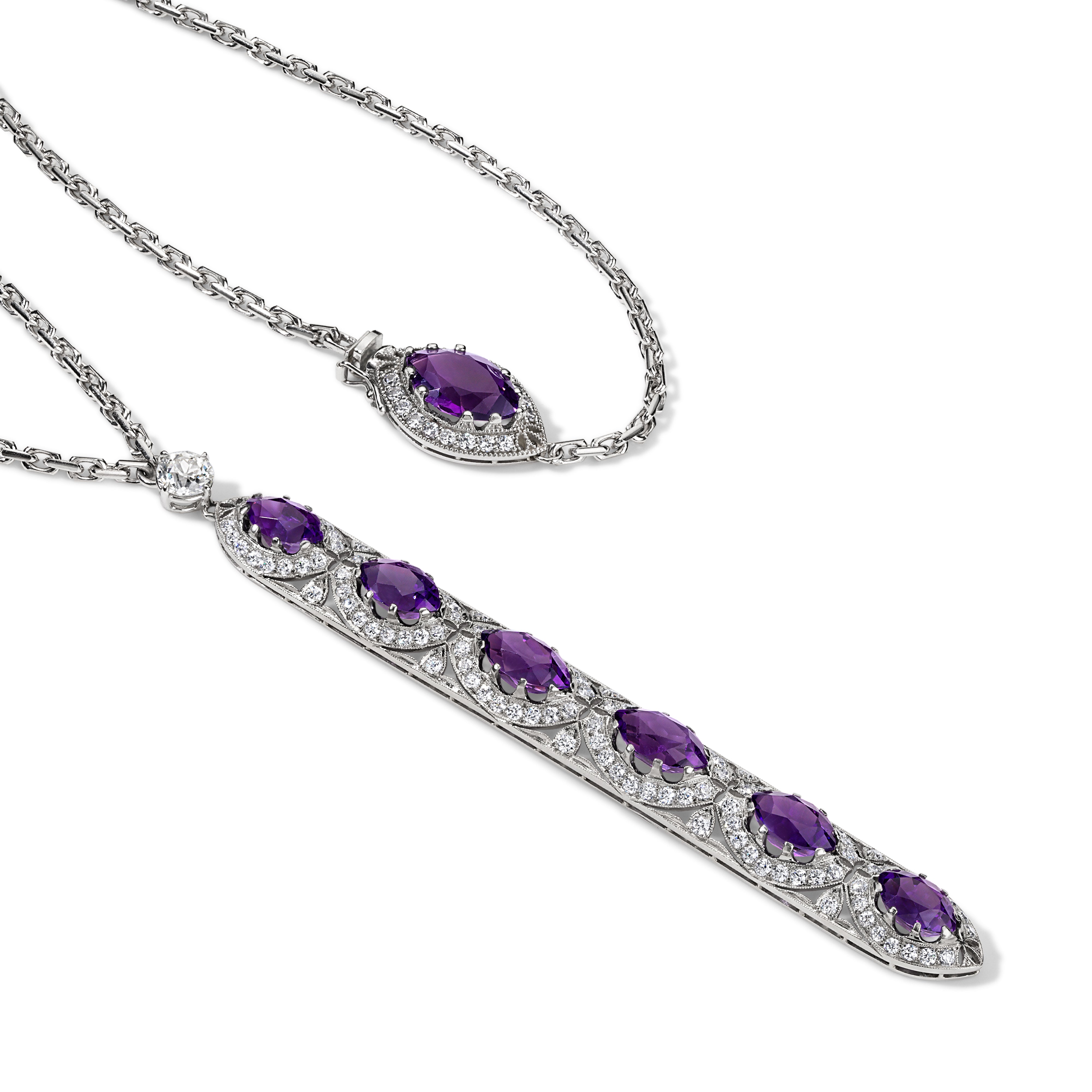 Amethyst and Diamond Double Wrap Sautoir
