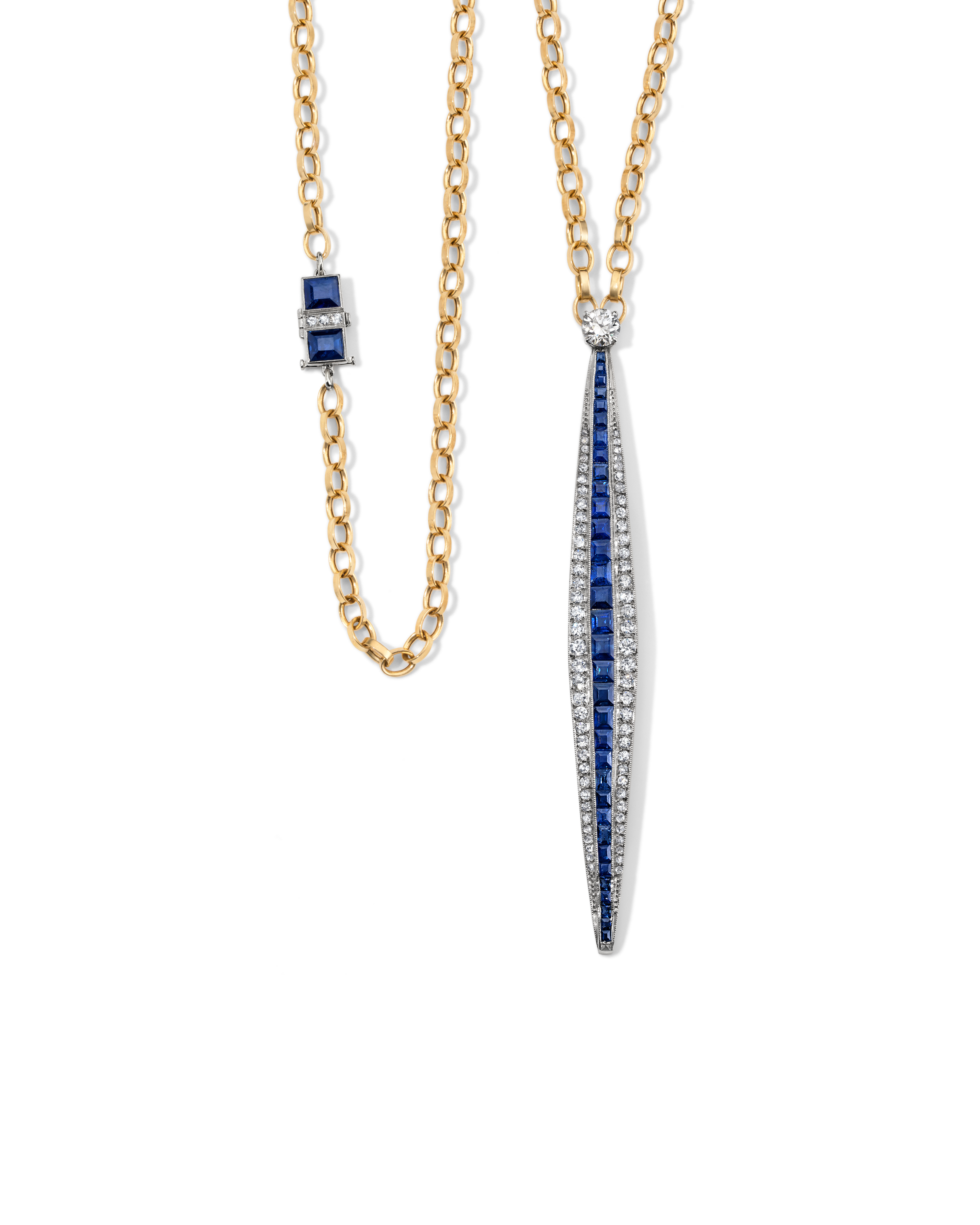 Sapphire and Diamond Double Wrap Tapered Sautoir