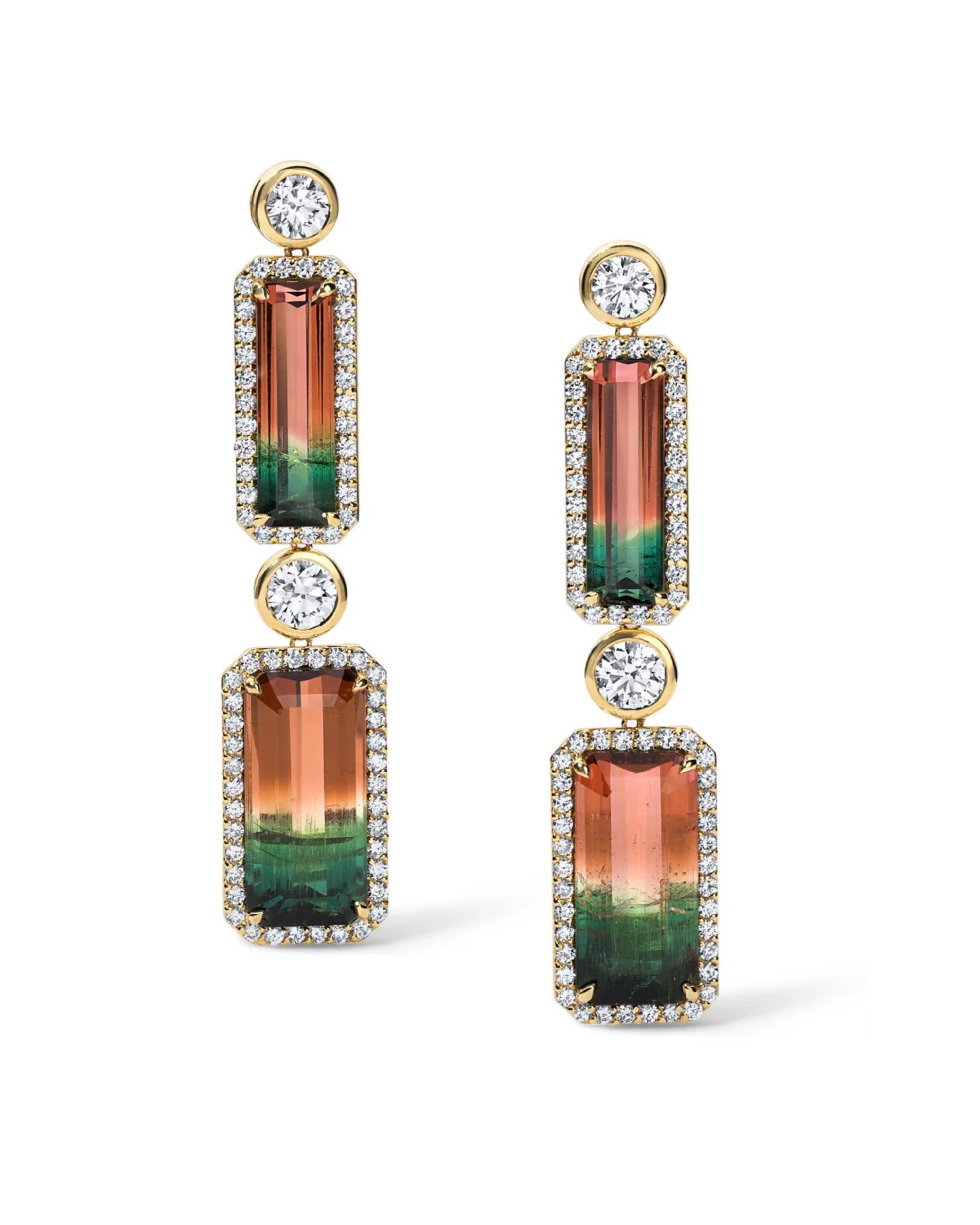 Bi-Color Watermelon Tourmaline Earrings