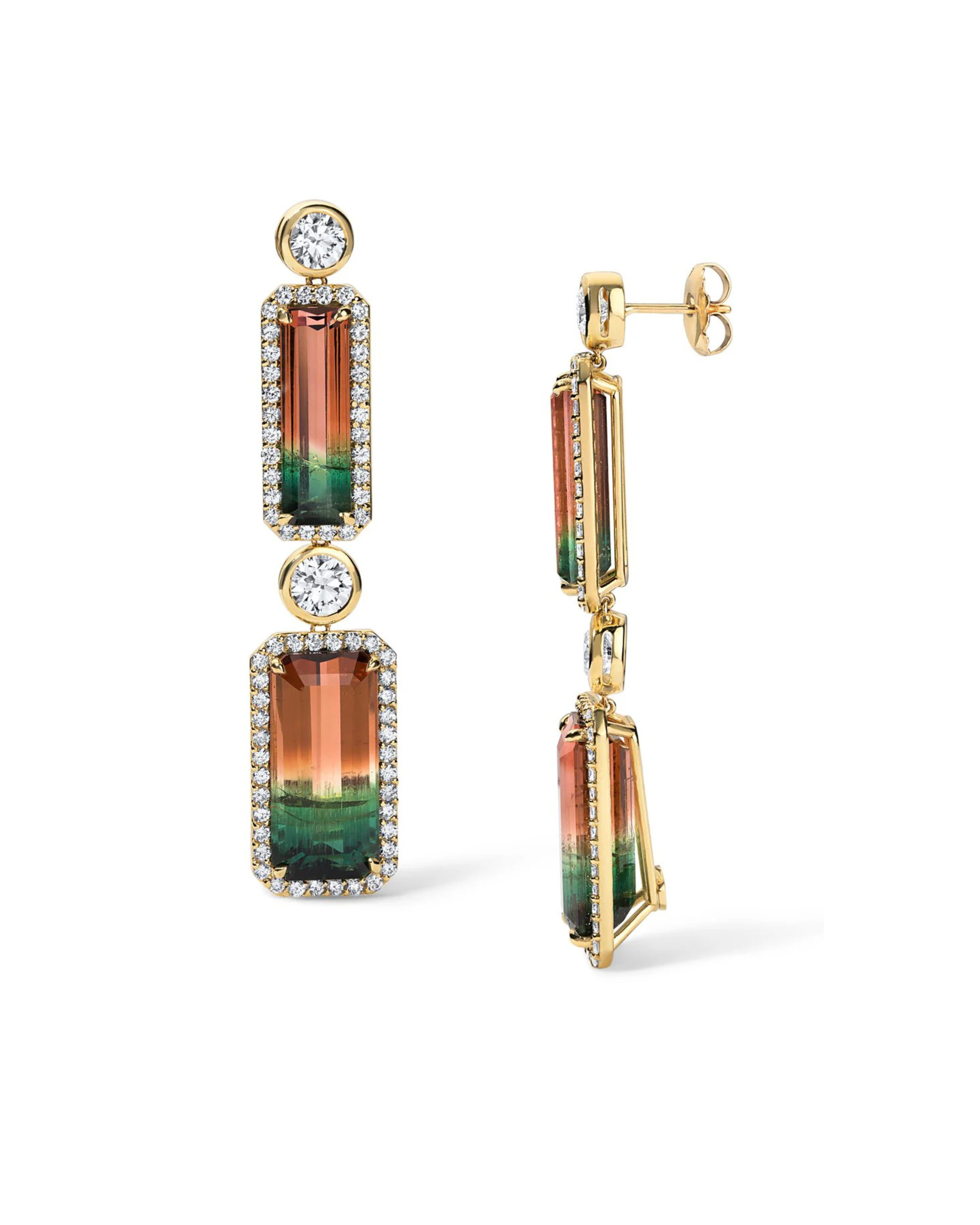 Bi-Color Watermelon Tourmaline Earrings
