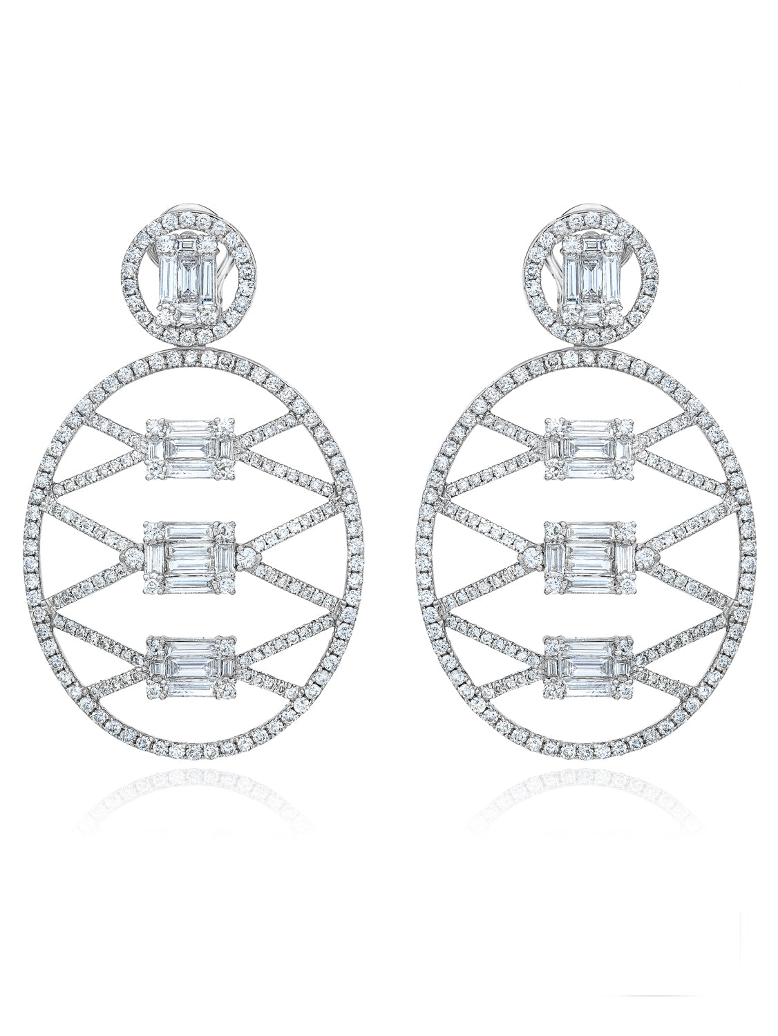 Clarity Lattice Medallion Diamond Drop Earrings
