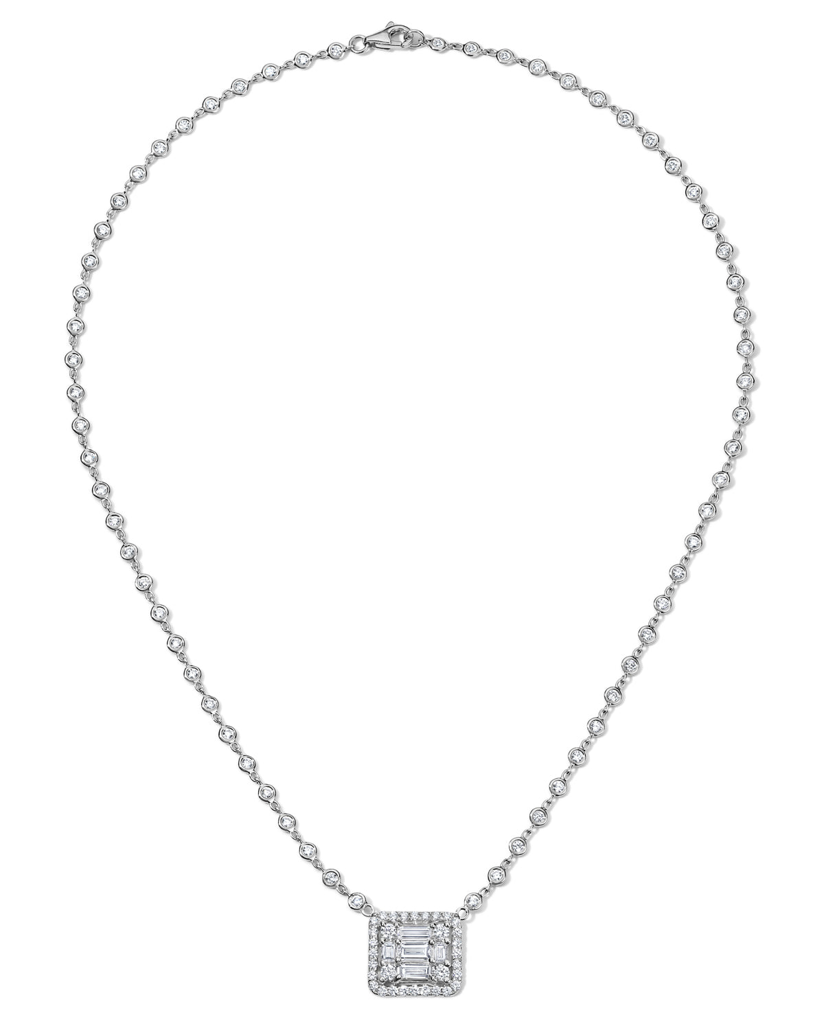 CLARITY<sup>3</sup> ALL DIAMOND HALO CUBE NECKLACE