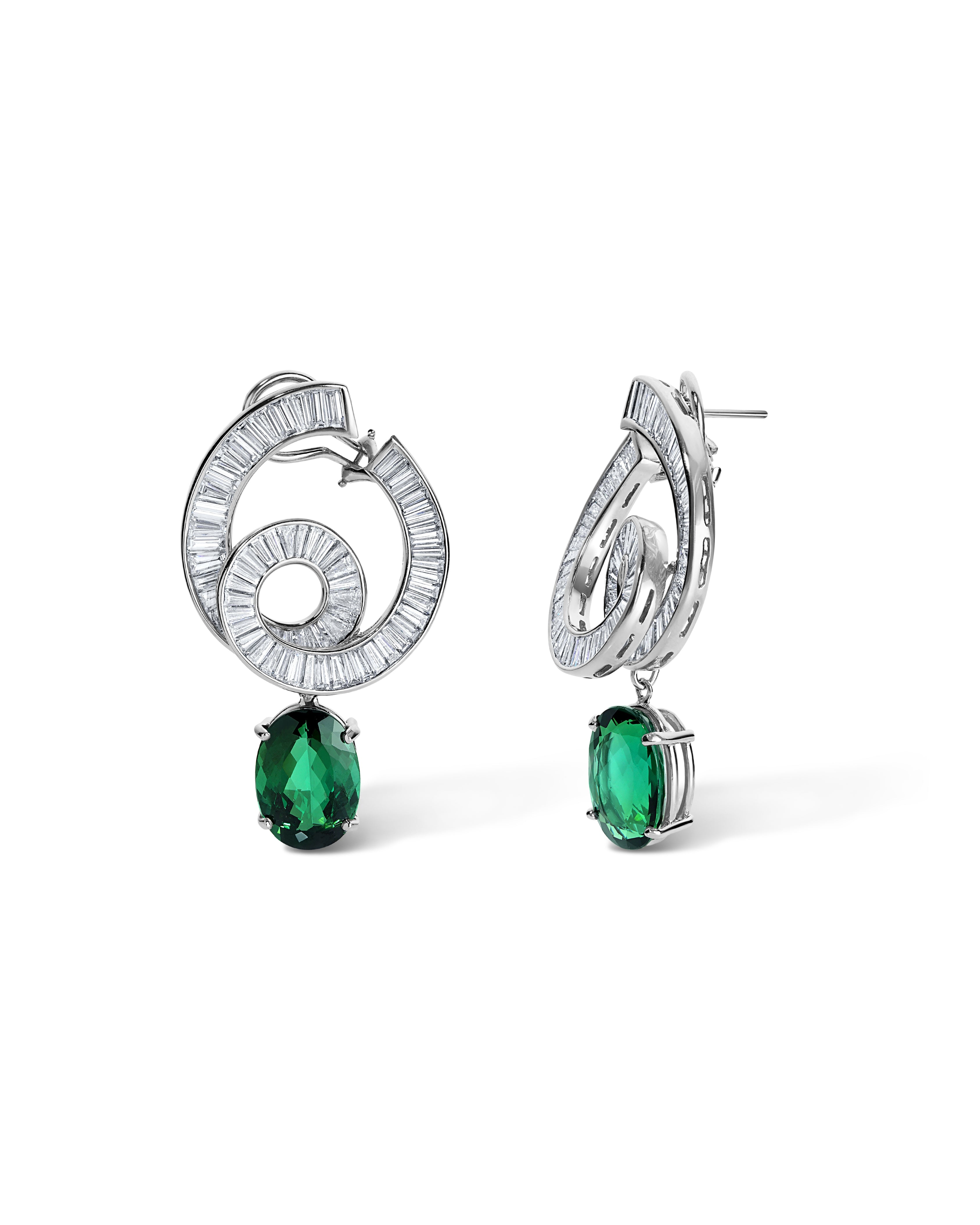 Celestial Diamond and Green Tourmaline Detachable Earrings