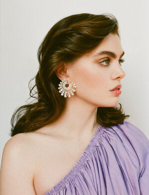 Pearl Diamond Spoke Earrings
