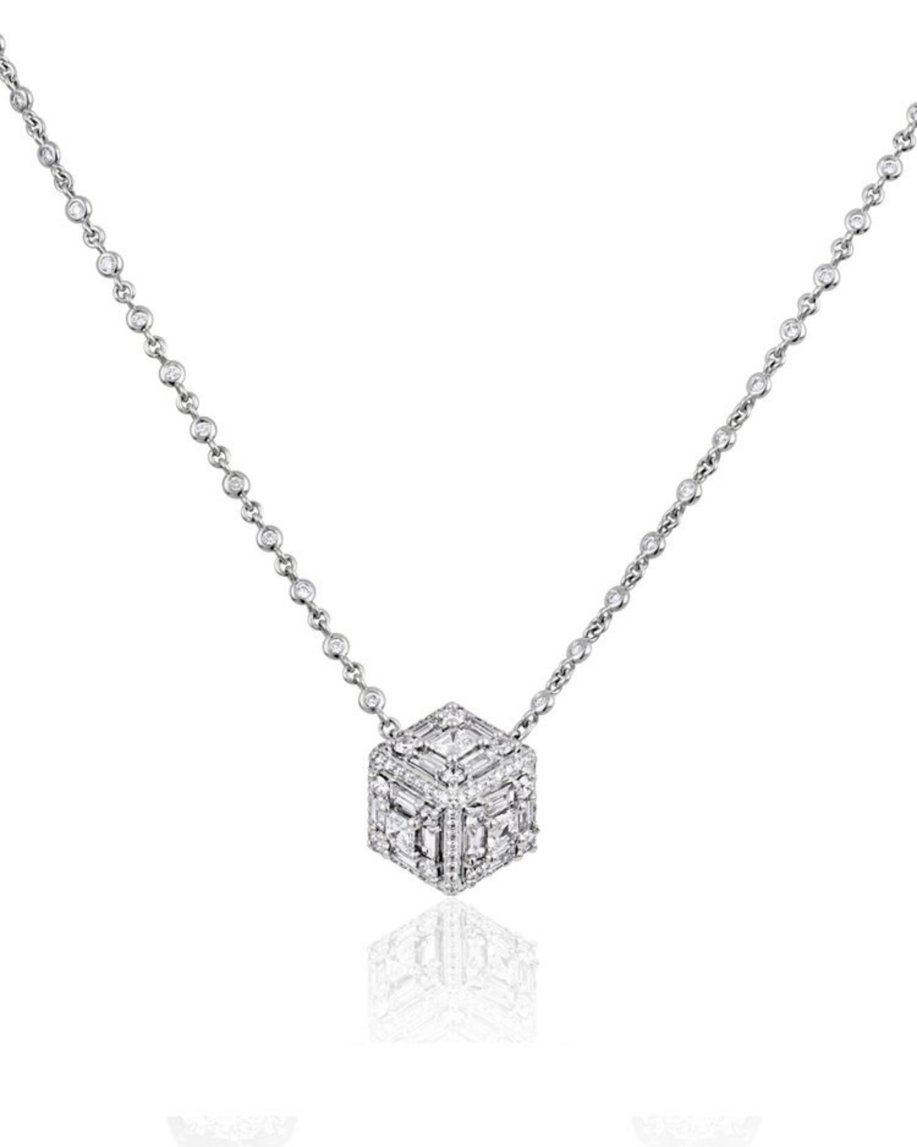 Clarity 3 Dimensional Halo Cube Necklace