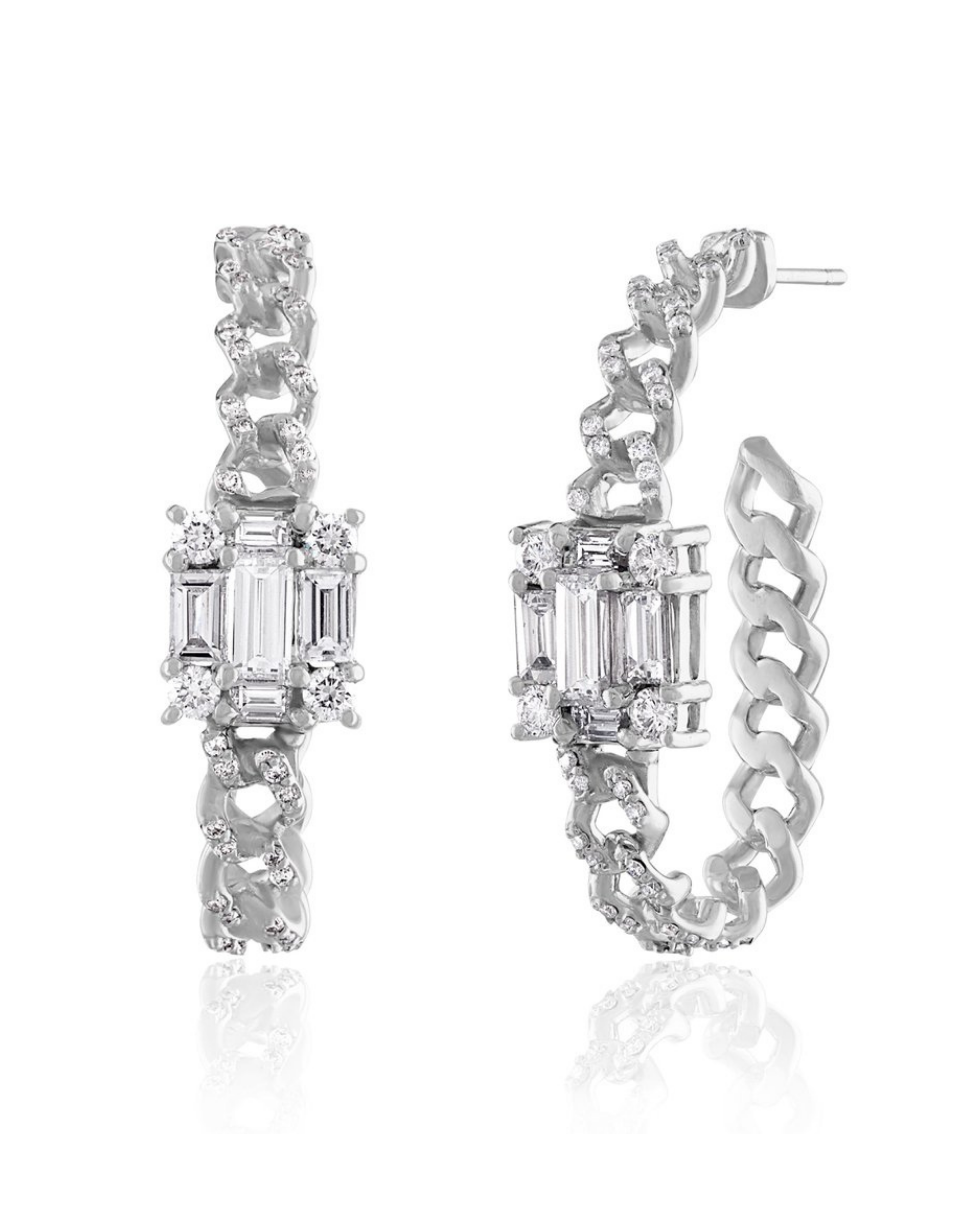 Clarity All Diamond Oval Link Hoops
