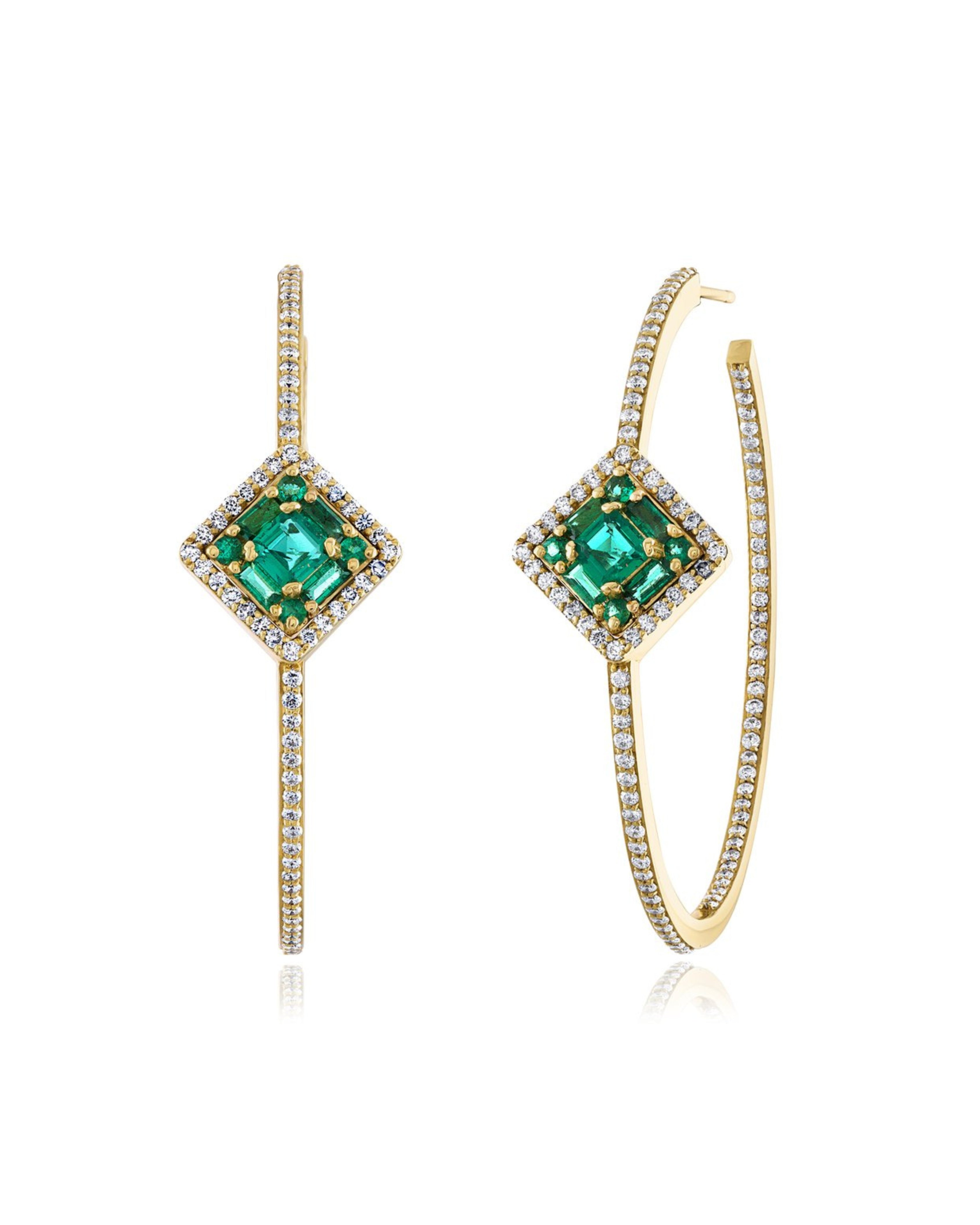 Asscher Cut Clarity Emerald Hoops