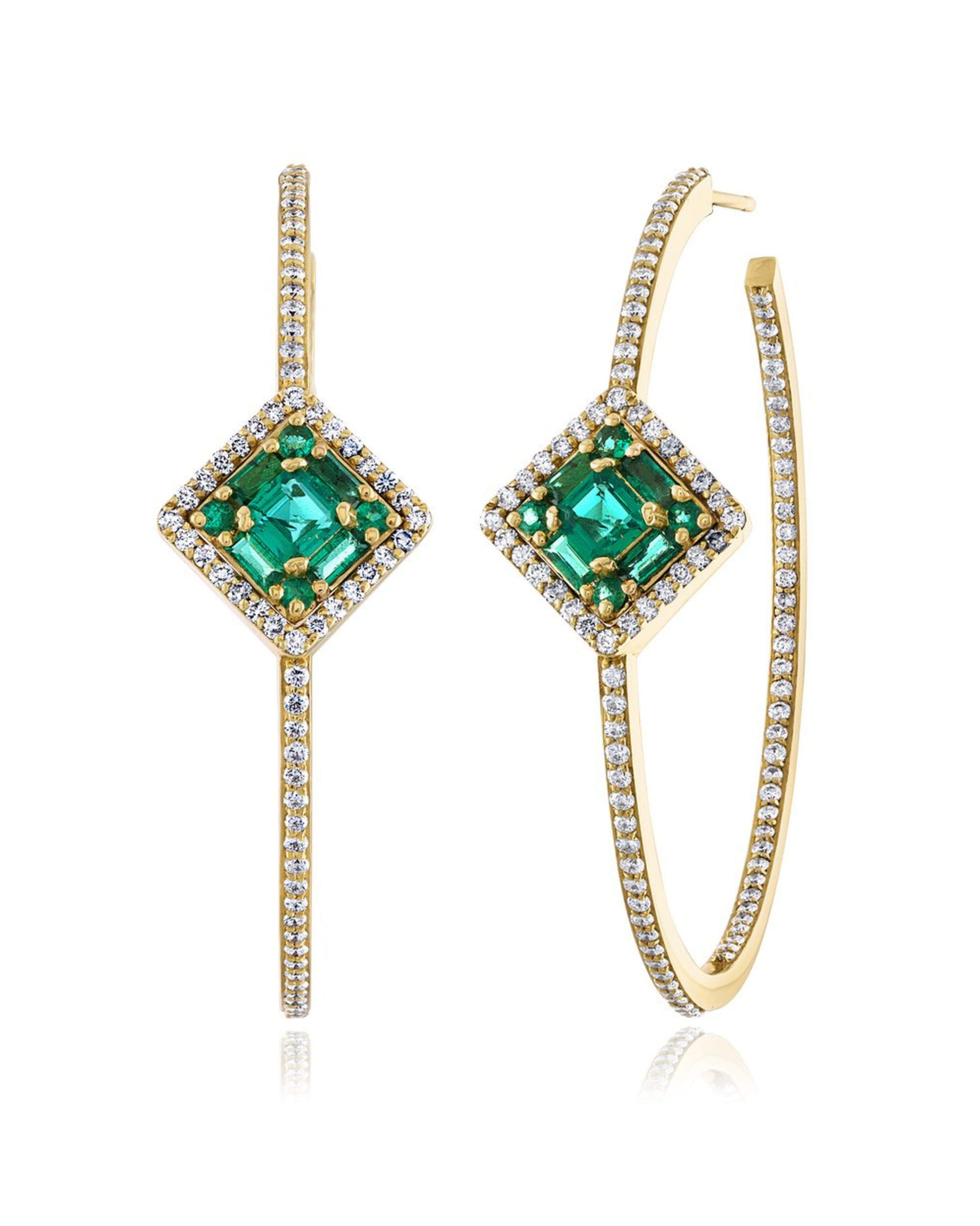 Asscher Cut Clarity Emerald Hoops
