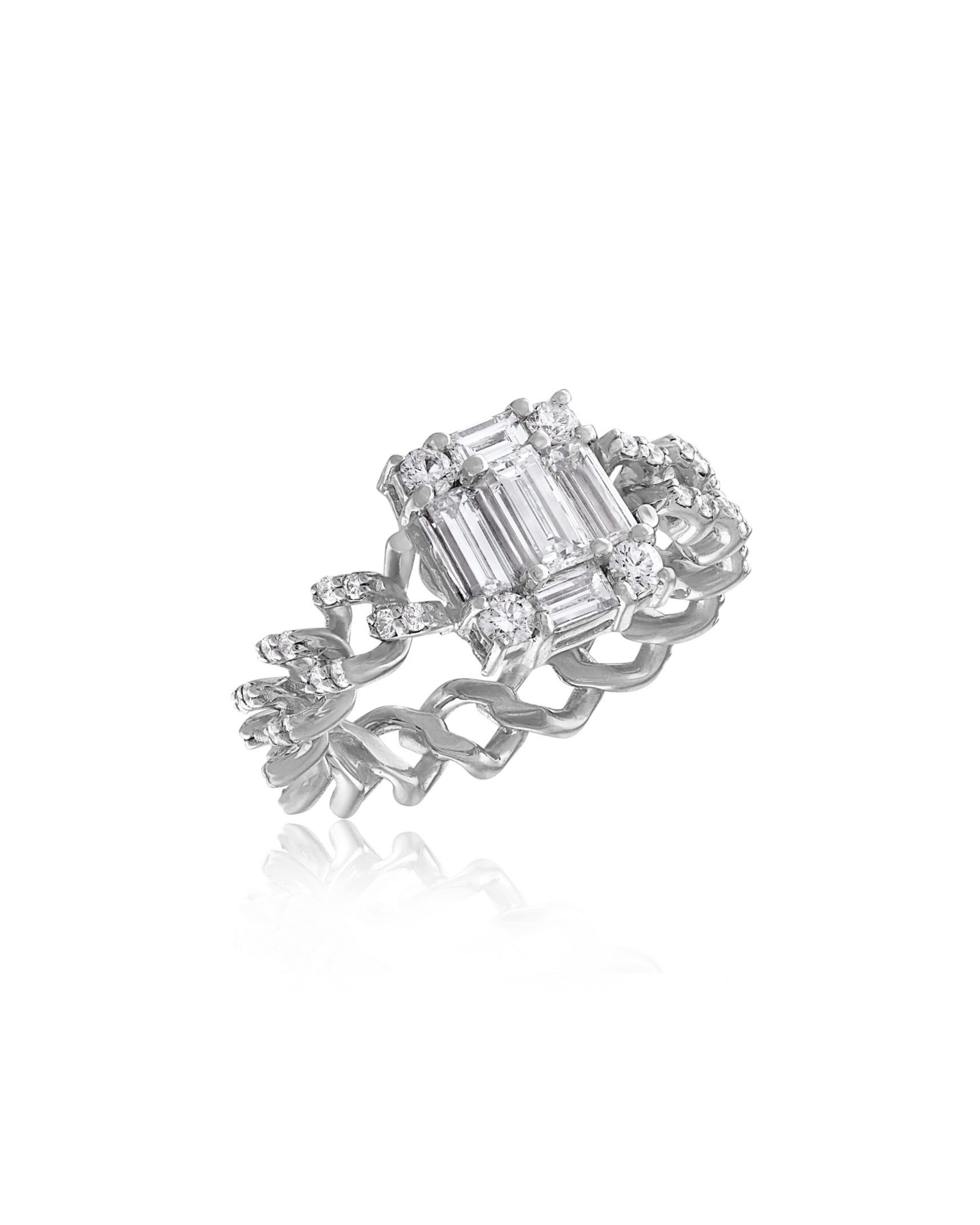 Clarity Cube All Diamond Link Ring