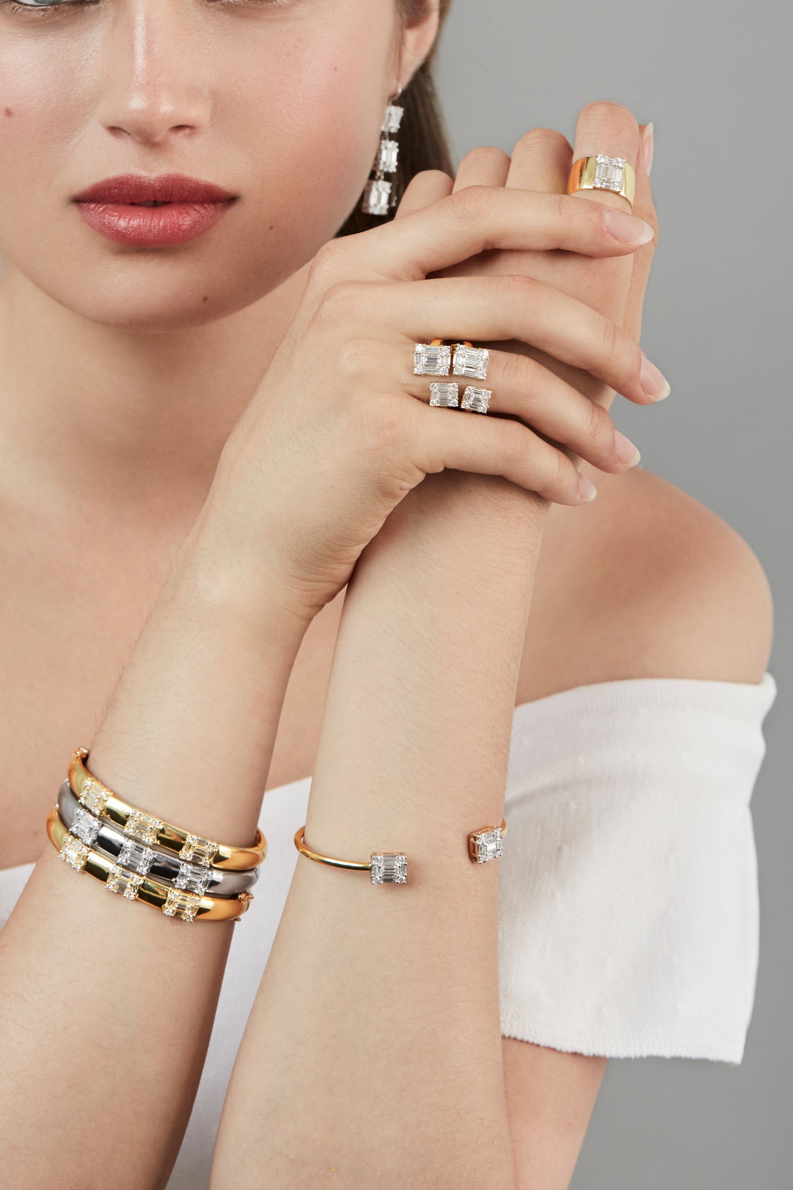 Clarity Dual Cube Hinged Bangle