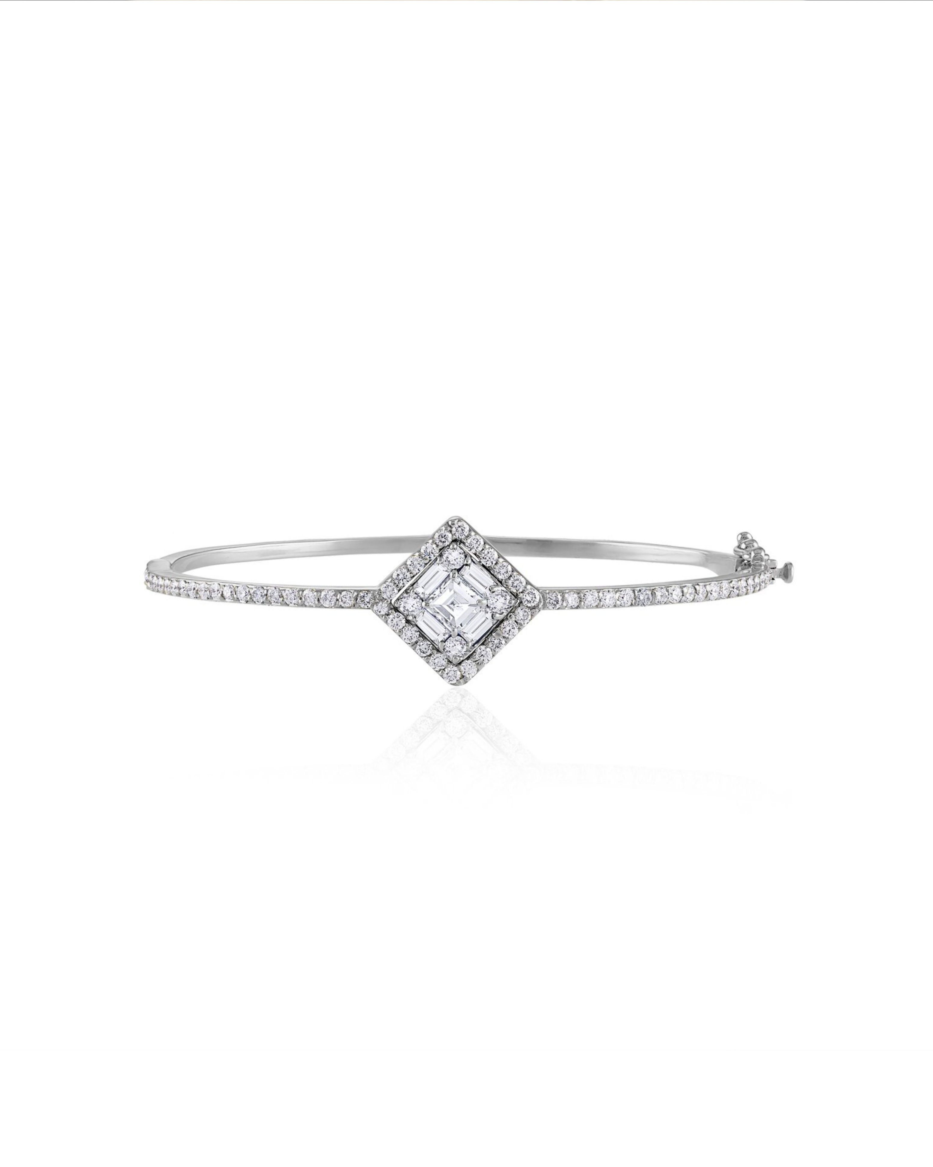Clarity Diamond Halo Bangle Bracelet