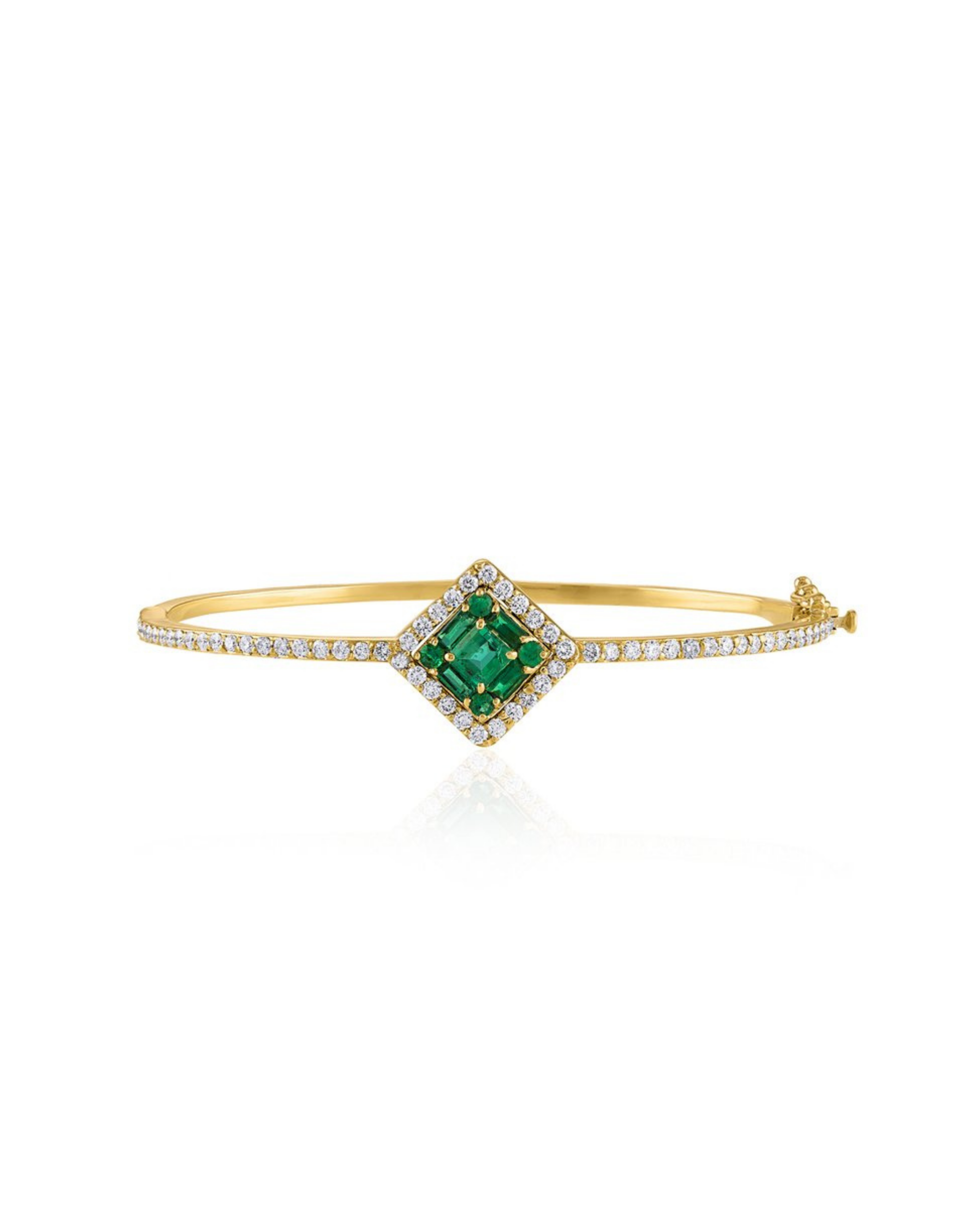 Clarity Emerald Halo Bangle Bracelet