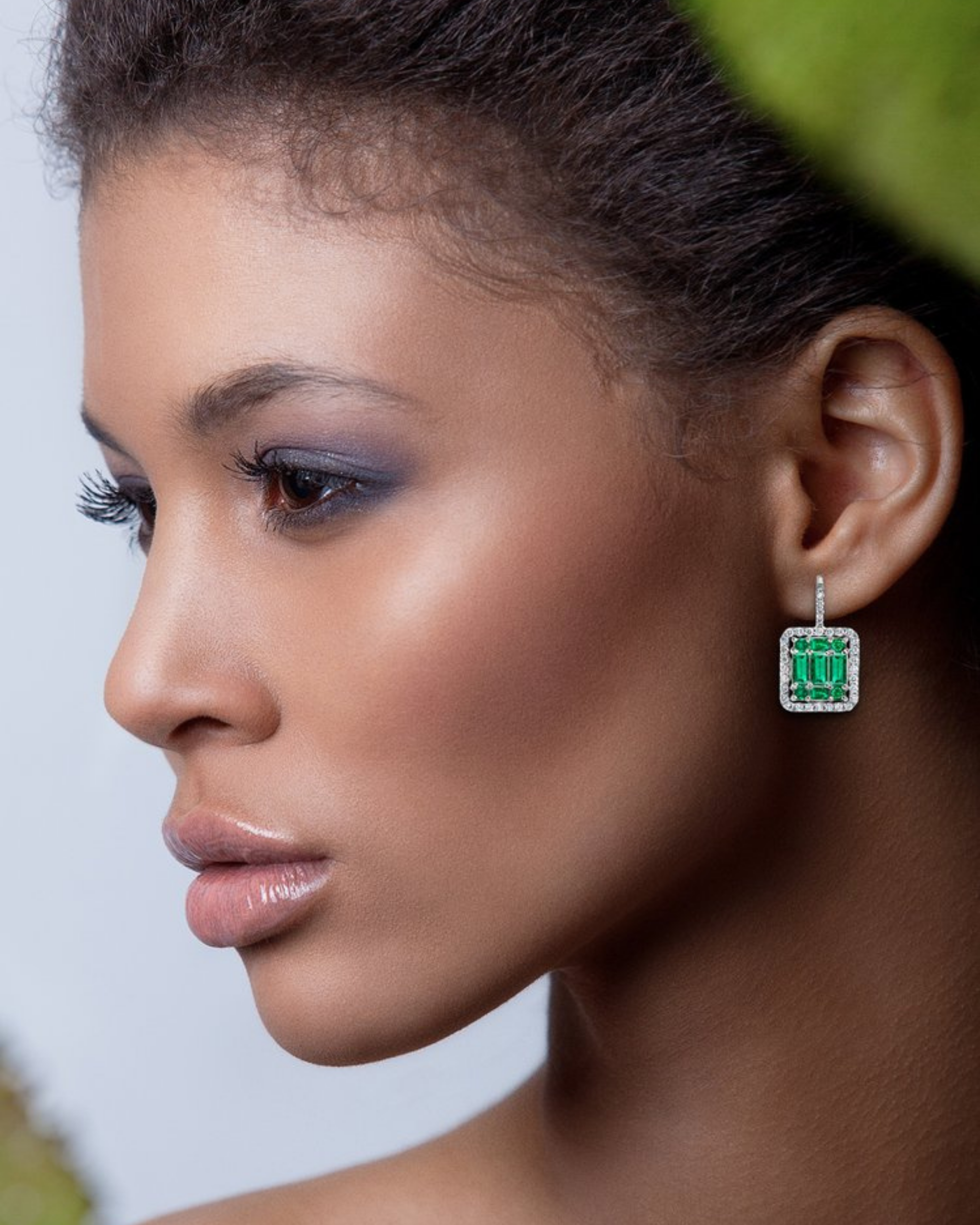 Clarity Emerald Halo Earrings
