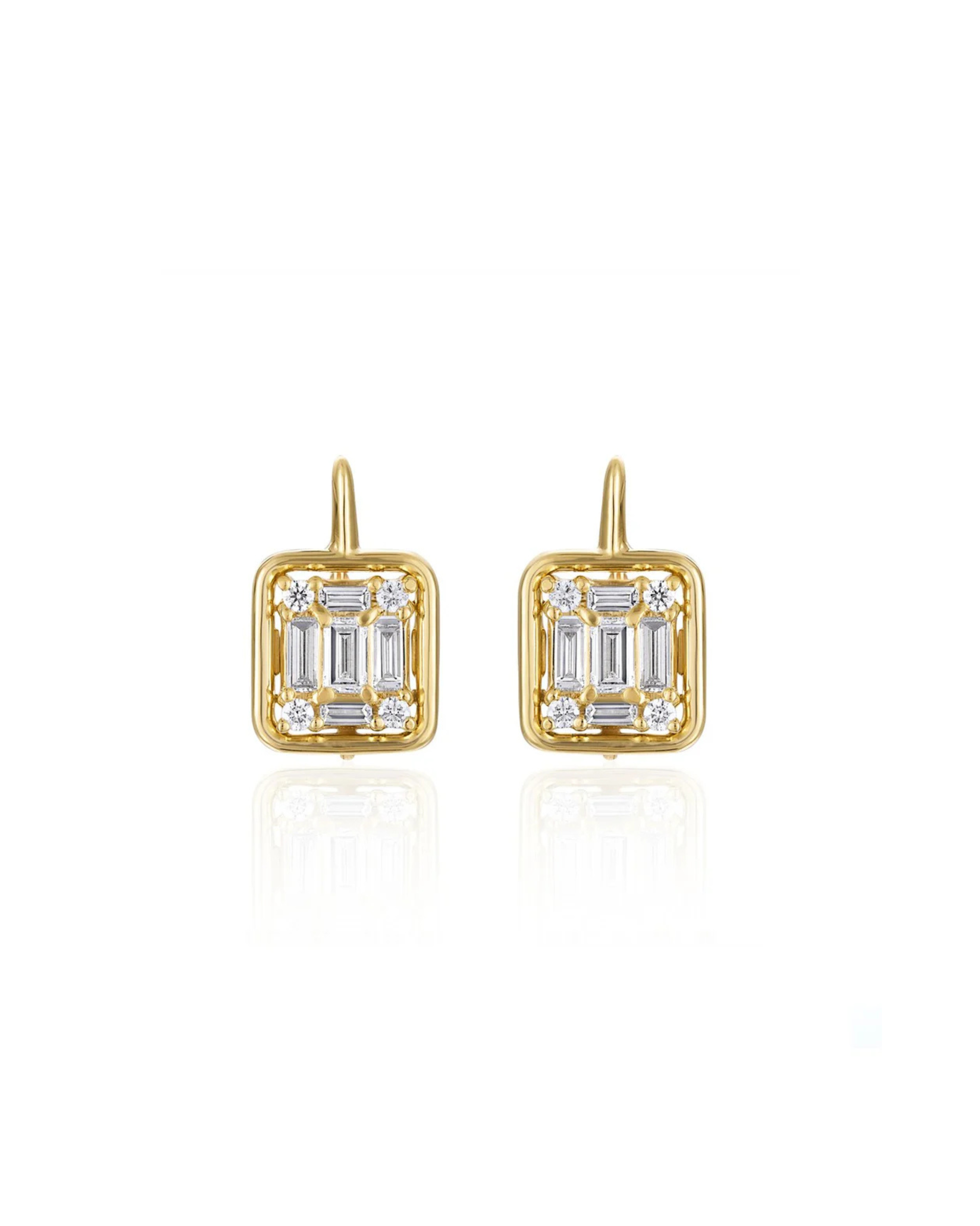Clarity Gold-Framed Drop Earrings